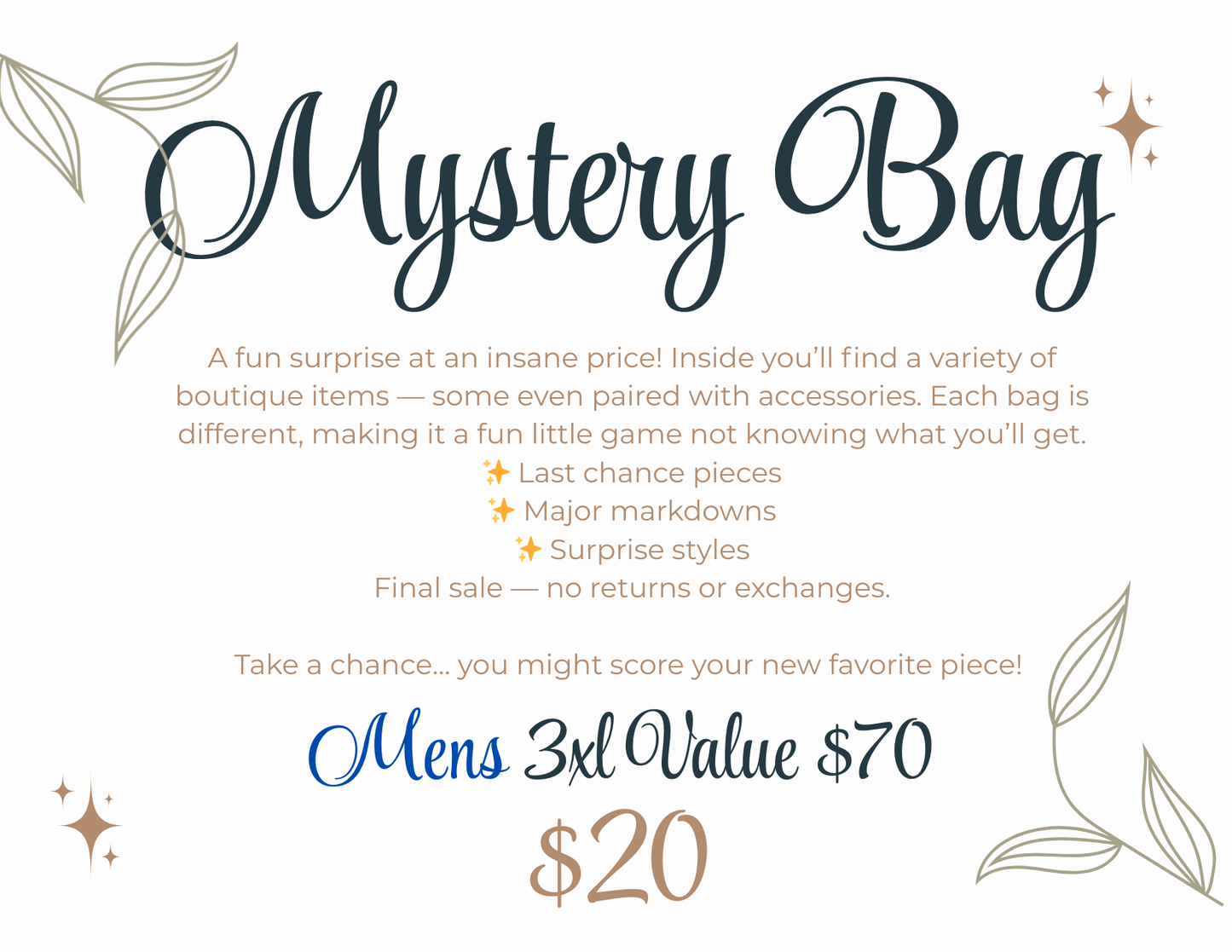 MENS 3XL MYSTERY BAG