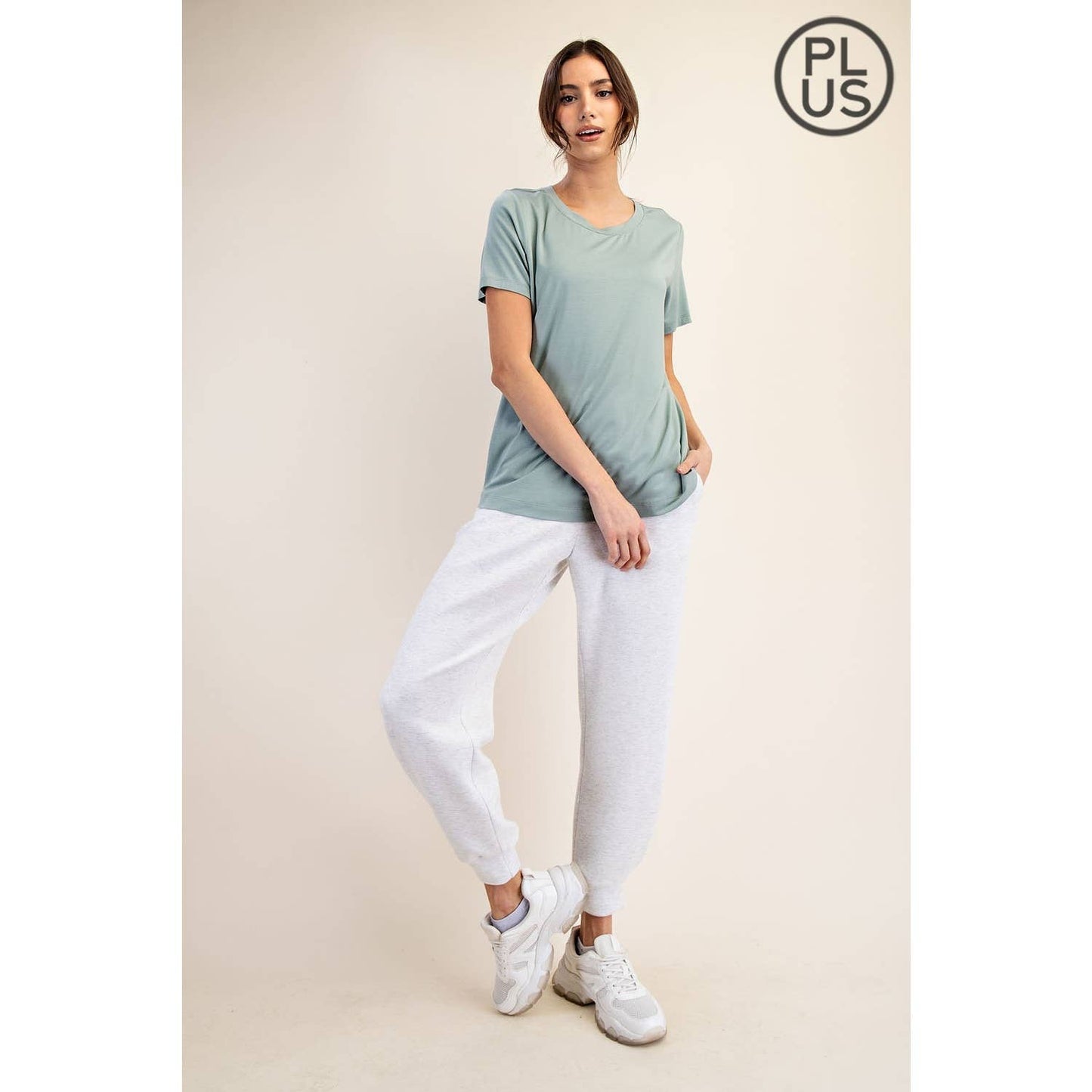 PLUS SIZE VISCOSE MODAL SHORT SLEEVE TOP