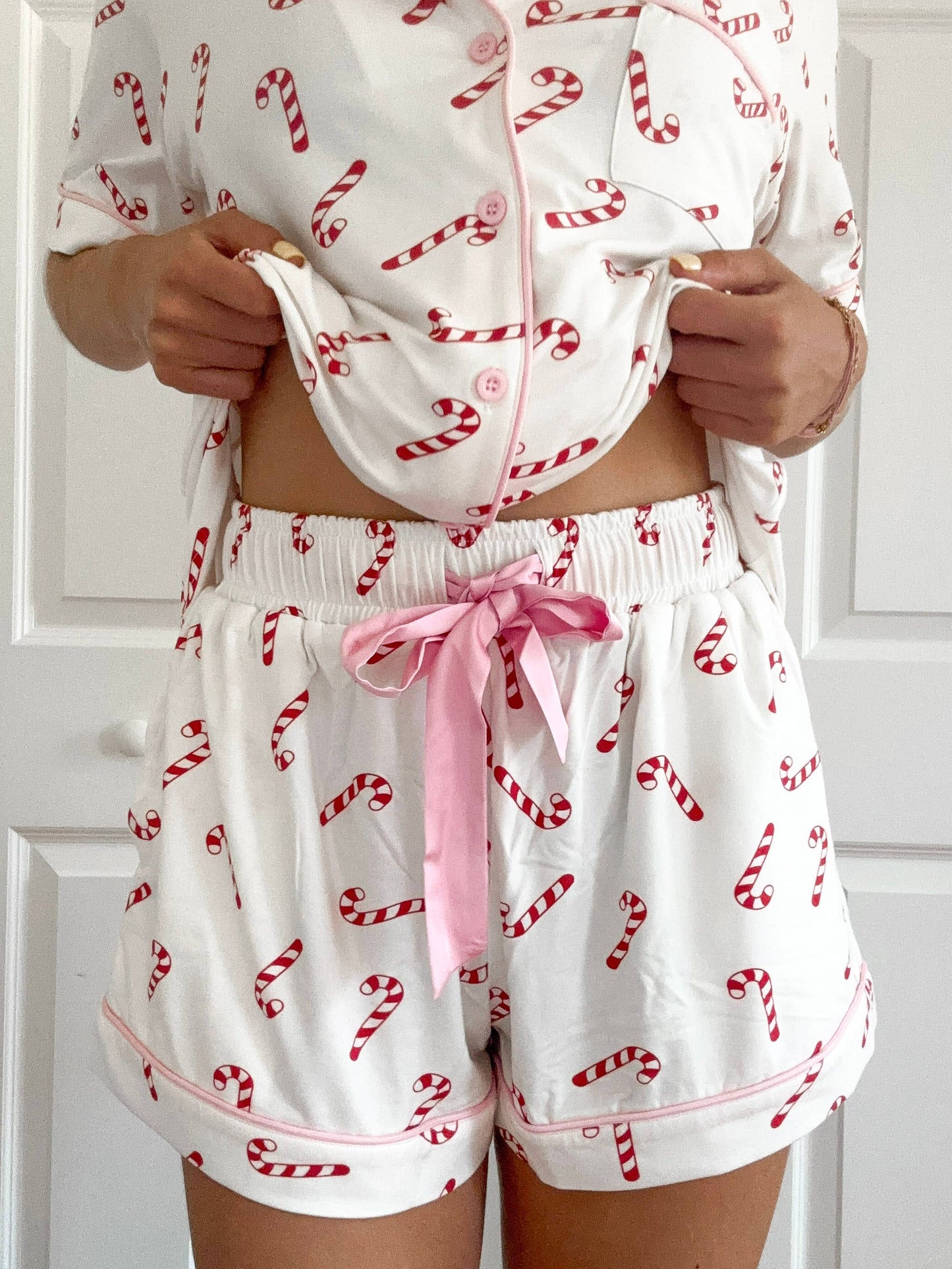 Candy Cane Holiday Christmas Pajama Shorts