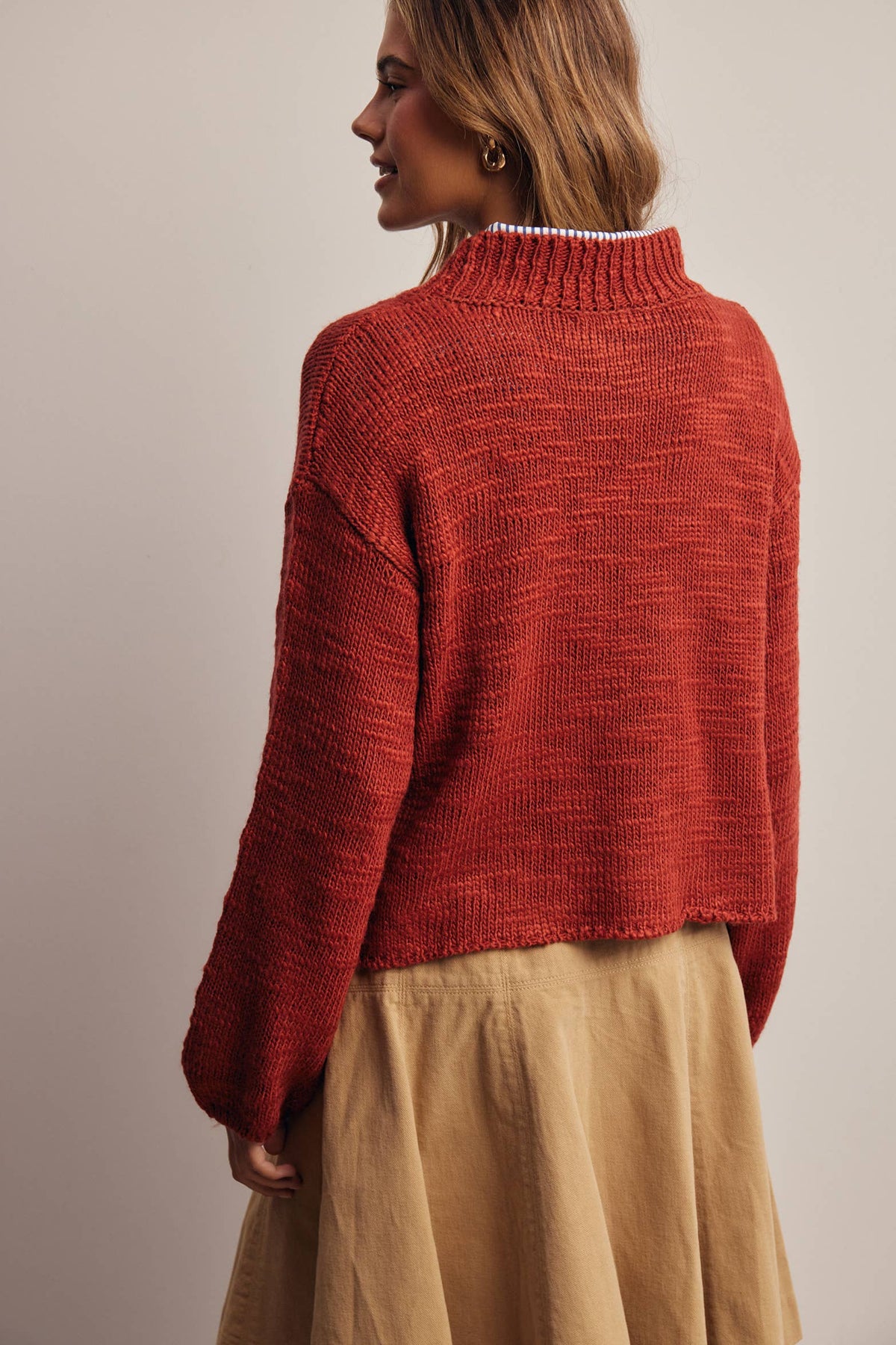 Mock Neck Marled Knit Sweater