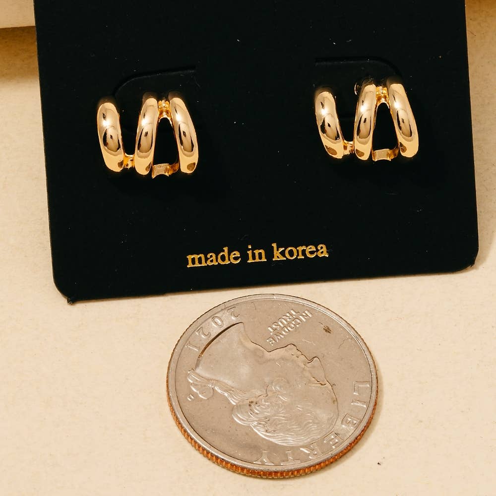 Wide Triple Tube Hoop Earrings