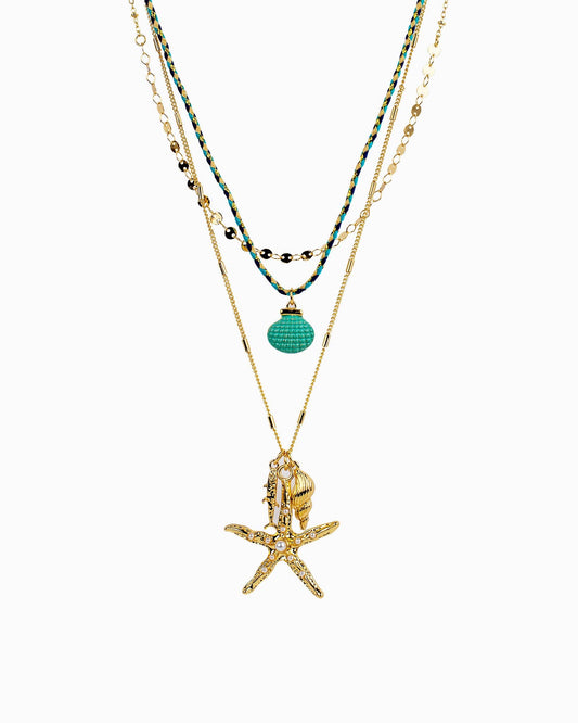 Beach Mode Layered Coastal Shell Starfish Necklace