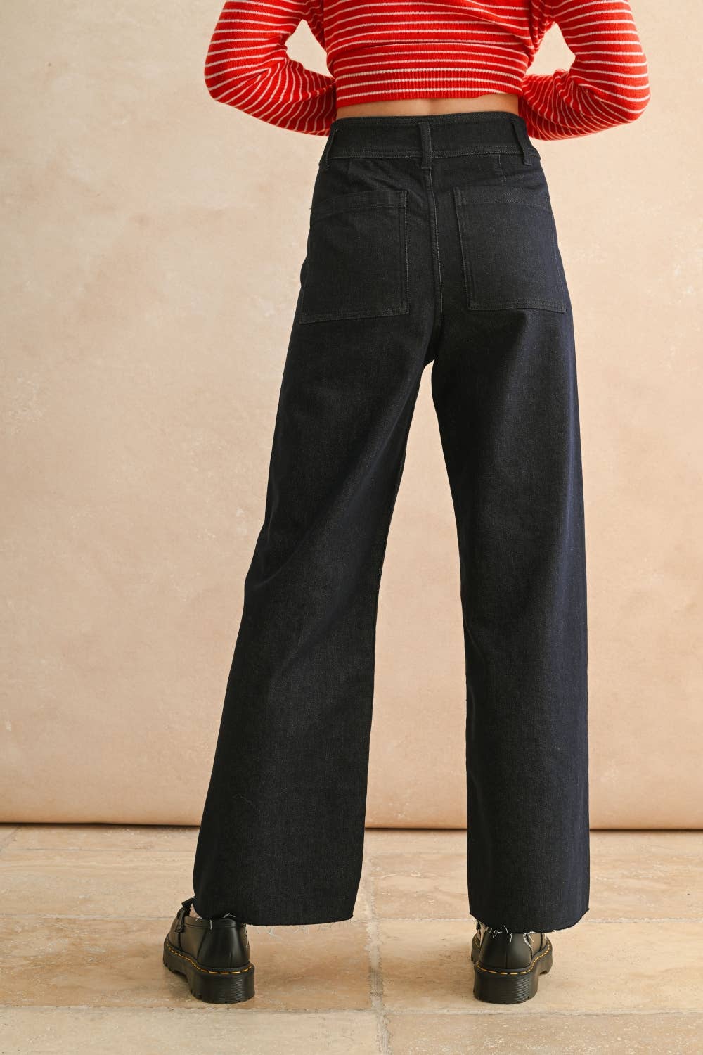 INDIGO DENIM STRAIGHT WIDE LEG PANTS