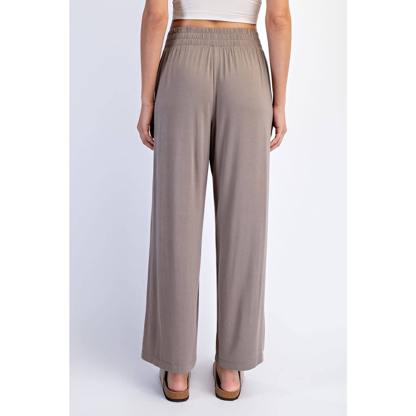 VISCOSE MODAL CROPPED WIDE LEG PANTS