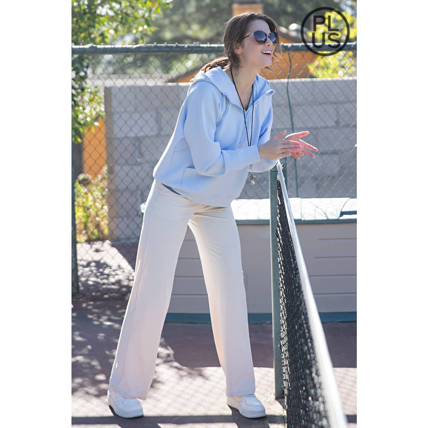 PLUS SIZE MODAL SCUBA QUARTER ZIP HODDIE JACKET