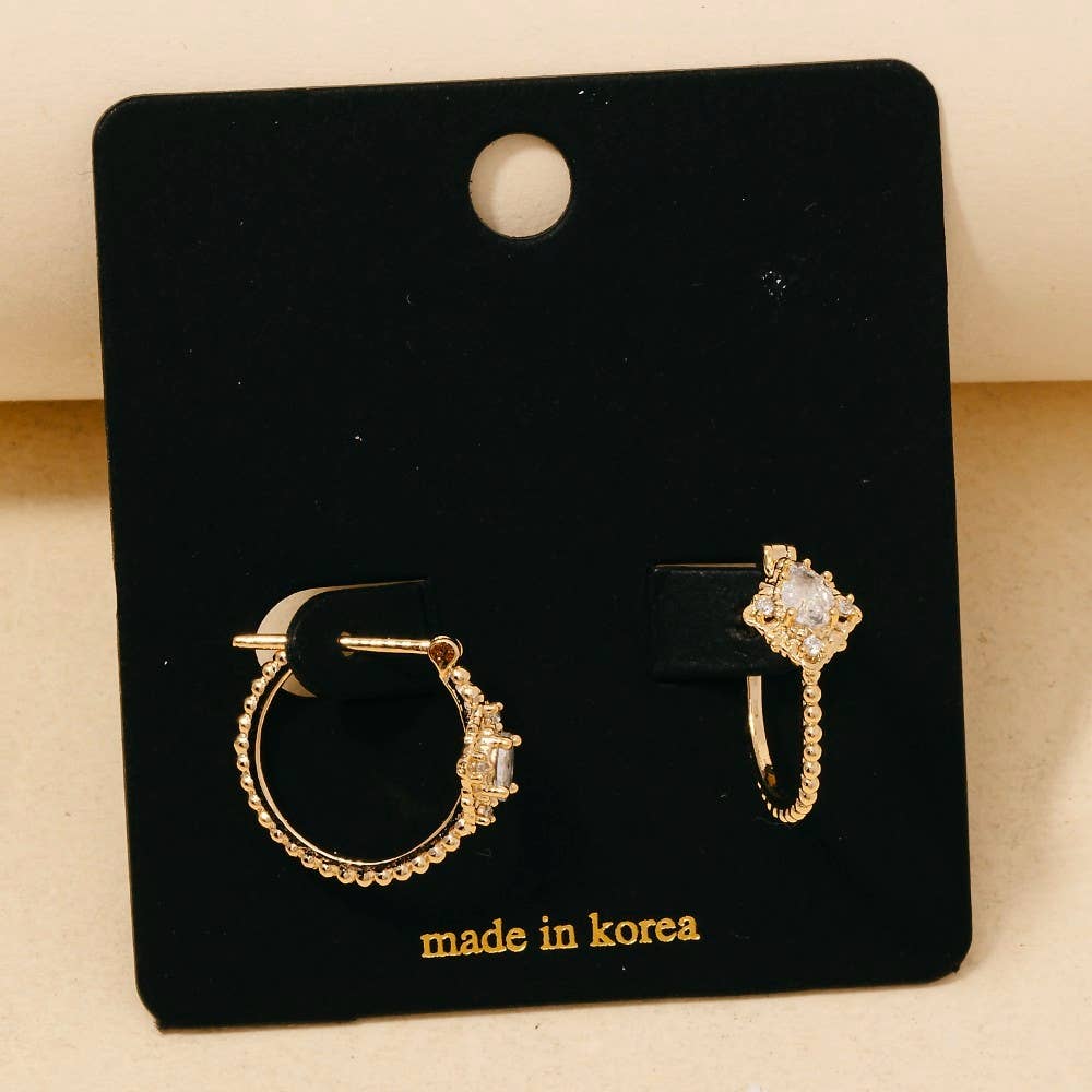 Intricate Cz Cluster Hoop Earrings