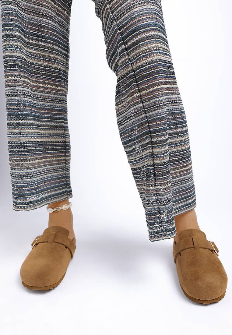 Ratiha Buckle Accent Slip-On Footbed Mules