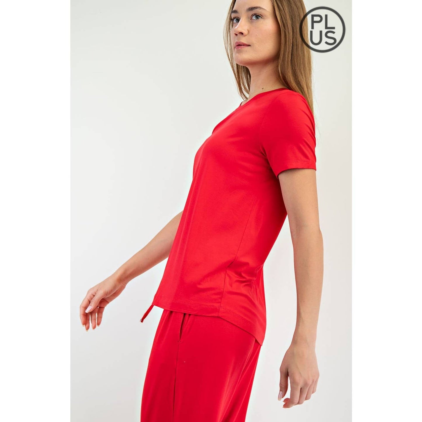 PLUS SIZE VISCOSE MODAL SHORT SLEEVE TOP