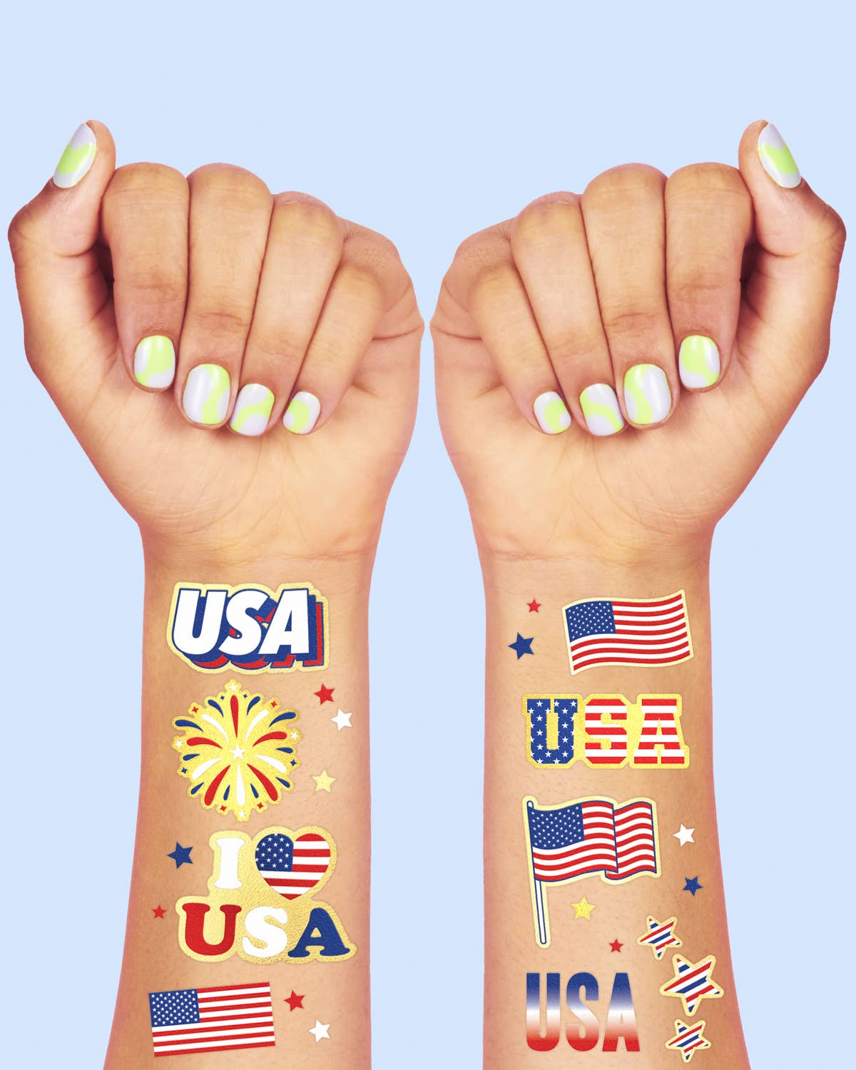 Stars & Stripes Patriotic Tats - 70 foil temporary tattoos