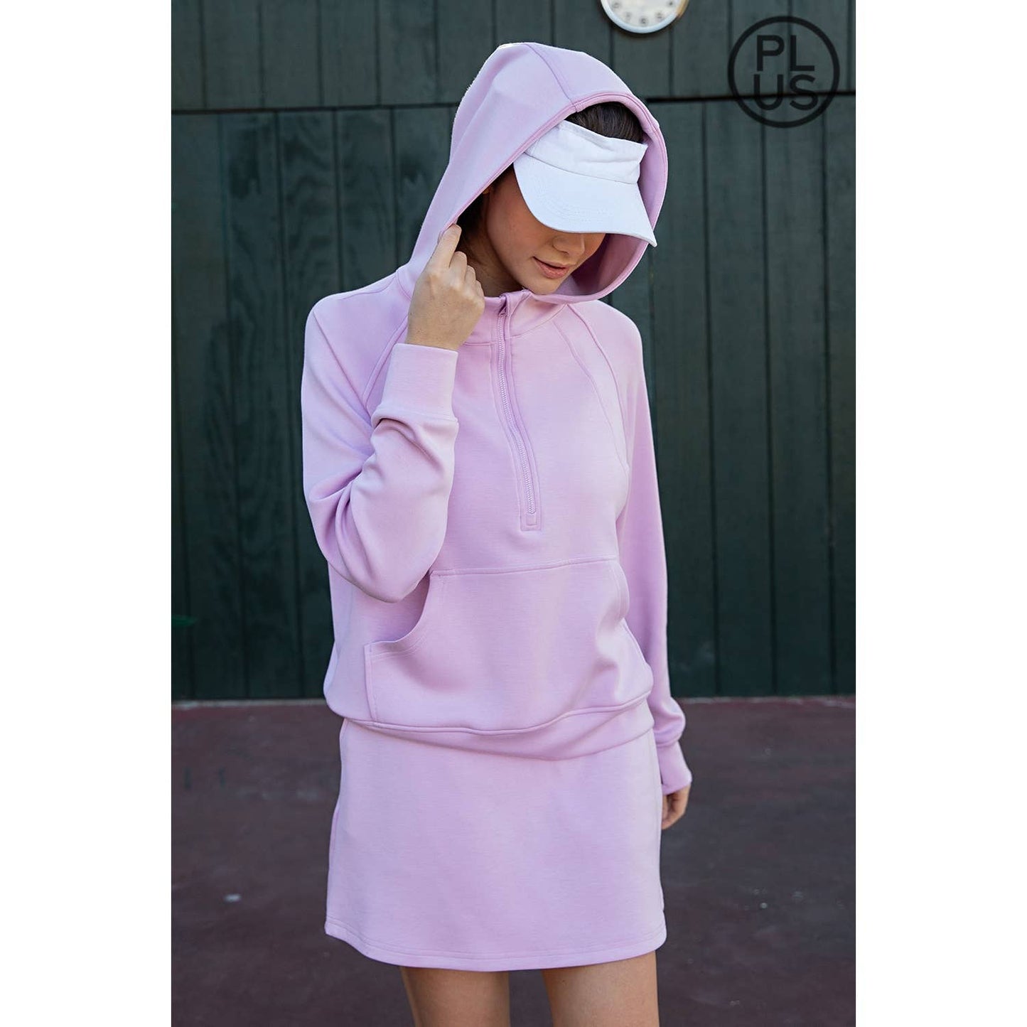 PLUS SIZE MODAL SCUBA QUARTER ZIP HODDIE JACKET