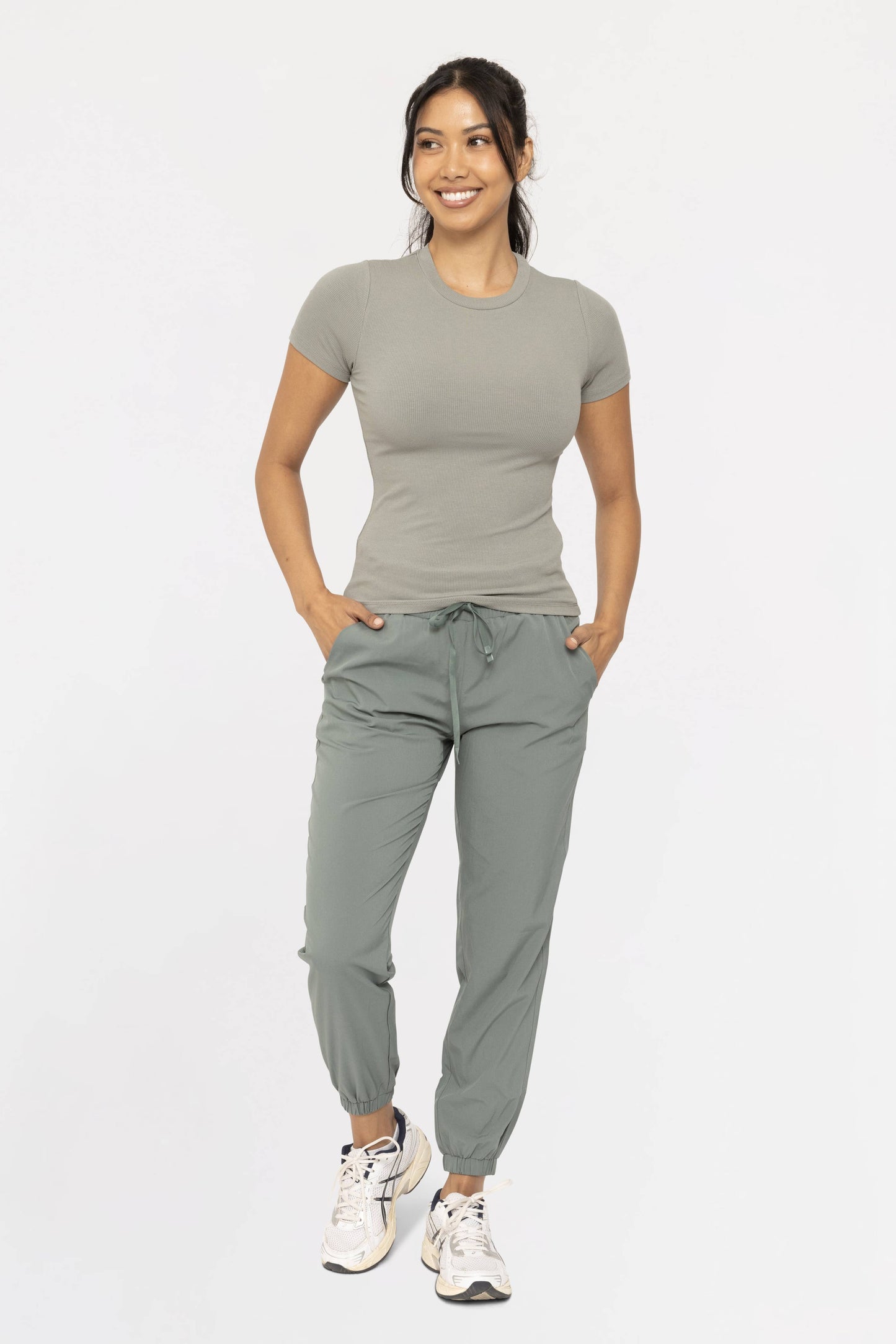 Essential Short-Sleeved Micro-Ribbed Athleisure Top