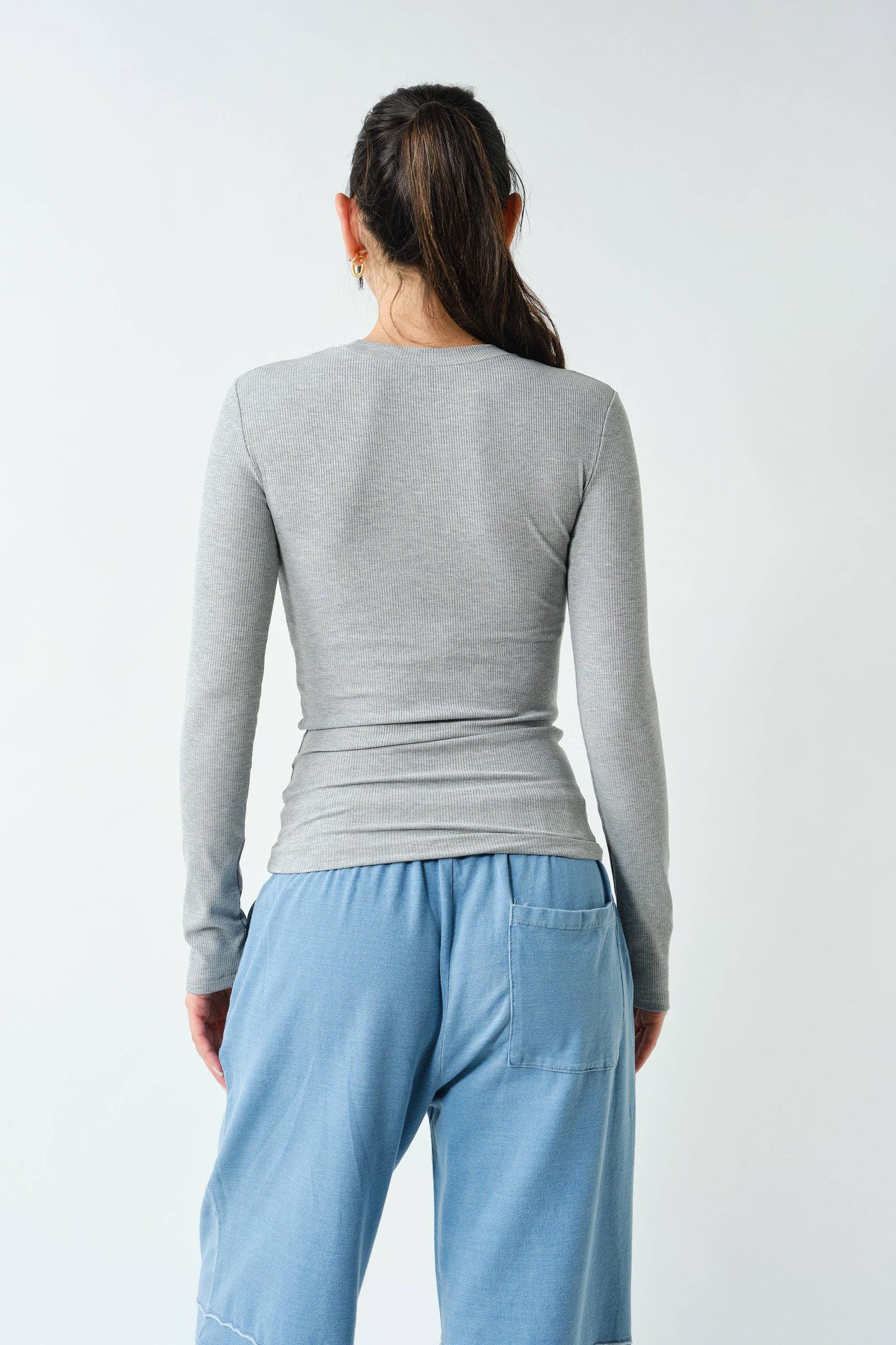 Essential Long-Sleeved Micro-Ribbed Athleisure Top
