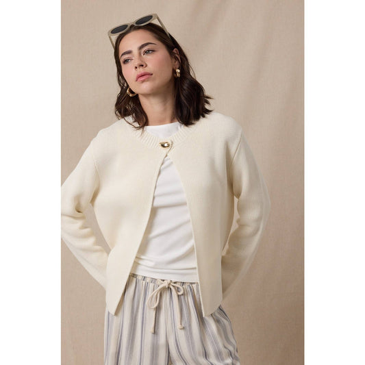 SINGLE BUTTON SWEATER CARDIGAN