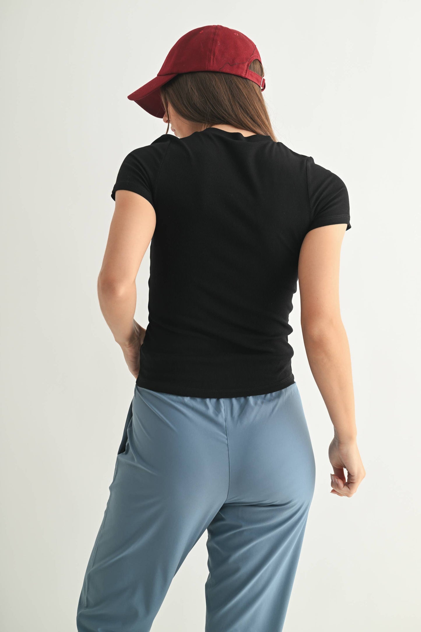 Essential Short-Sleeved Micro-Ribbed Athleisure Top