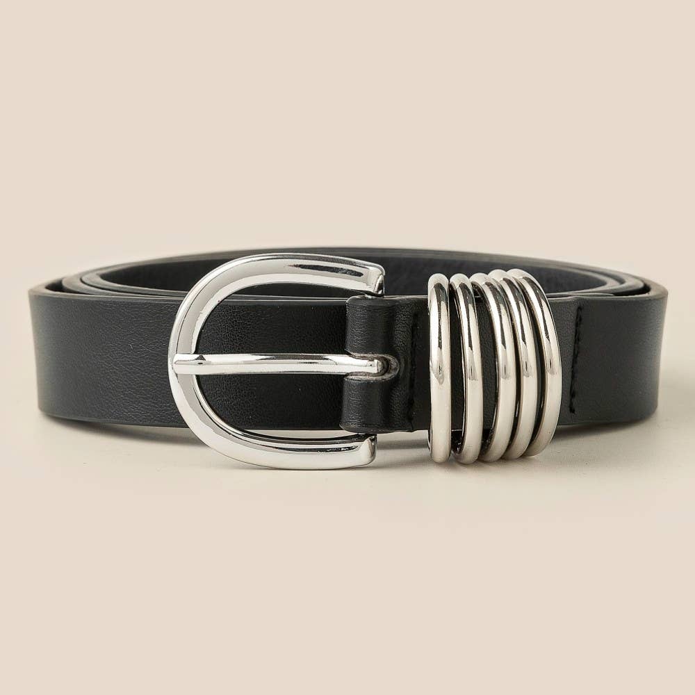 Multi Ring Vegan Leather Belt
