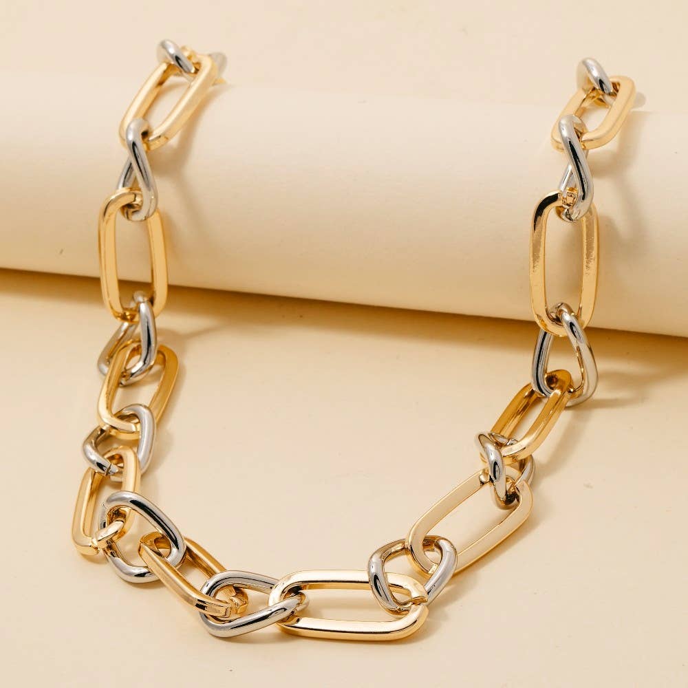 Two Tone Mixed Chain Necklace