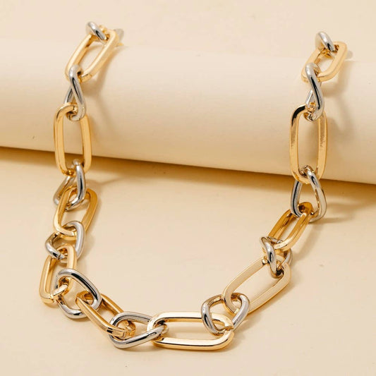 Two Tone Mixed Chain Necklace