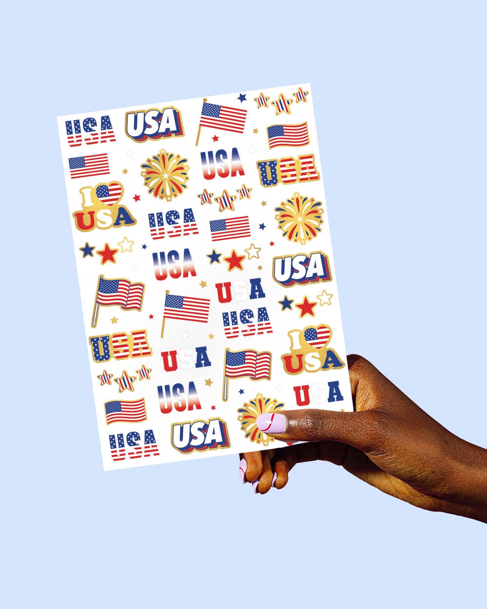 Stars & Stripes Patriotic Tats - 70 foil temporary tattoos
