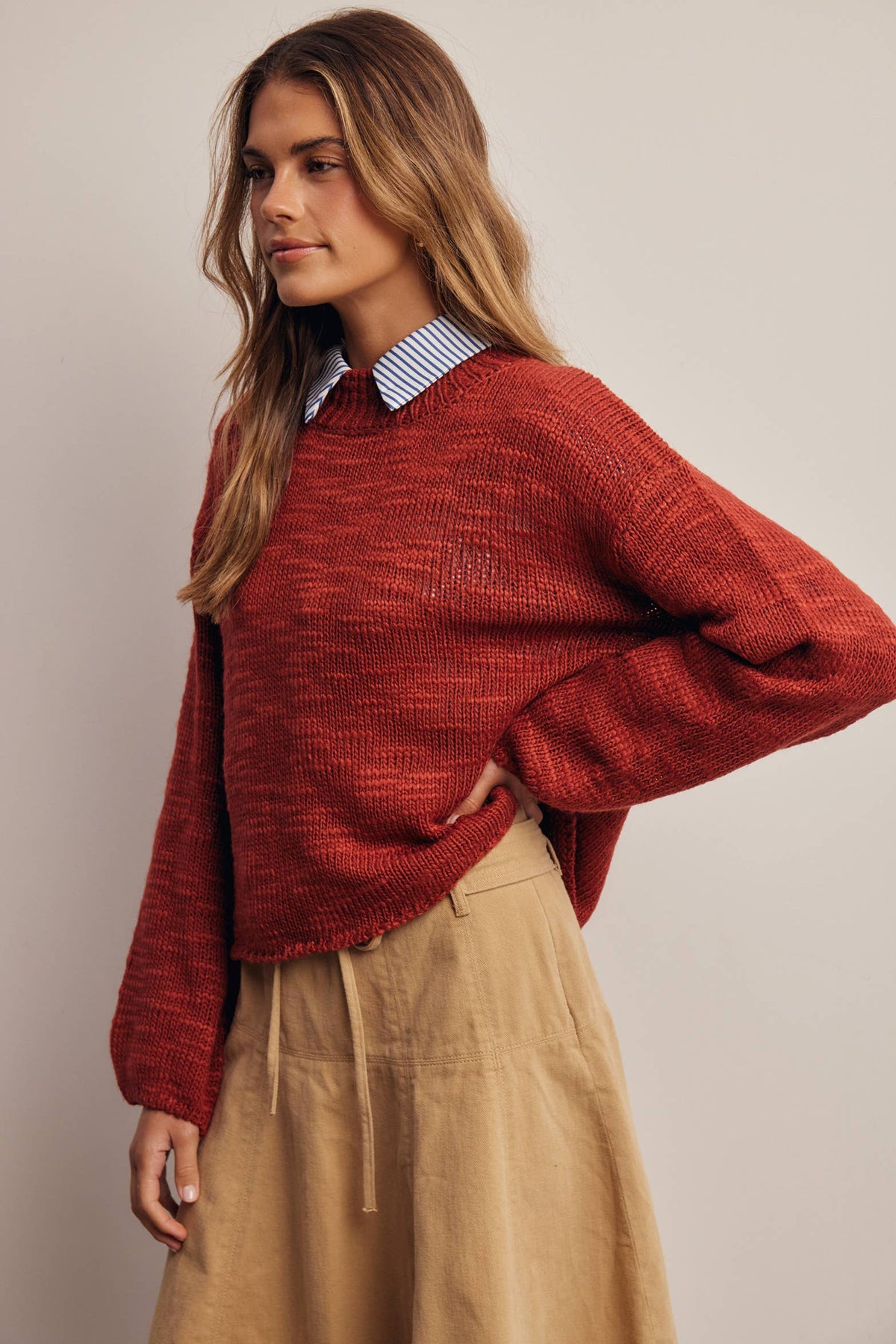 Mock Neck Marled Knit Sweater