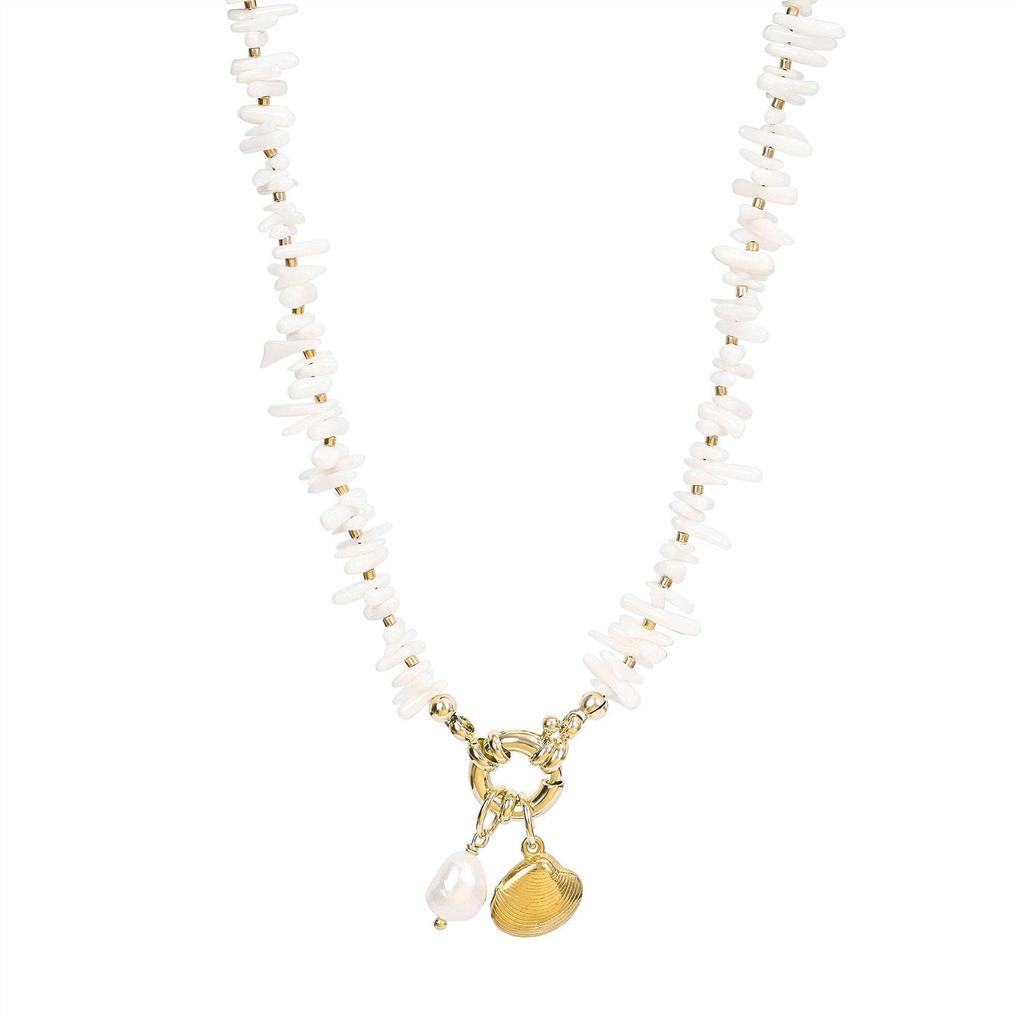 Coastal Shell Pearl Necklace