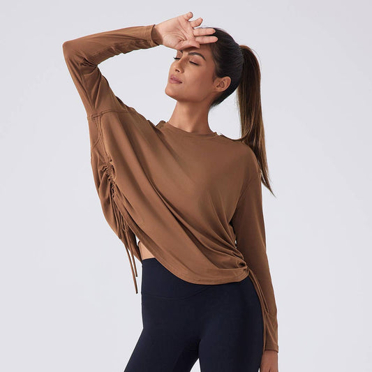 Women Loose Long Sleeve Breathable Fitness Yoga Top
