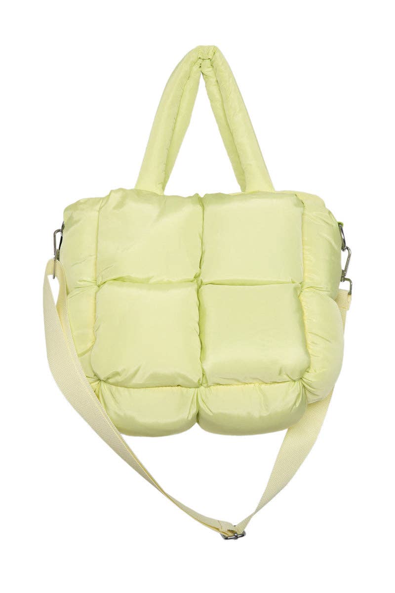 Lime Yellow Wholesale Mini Quilted Puffer Tote Bag