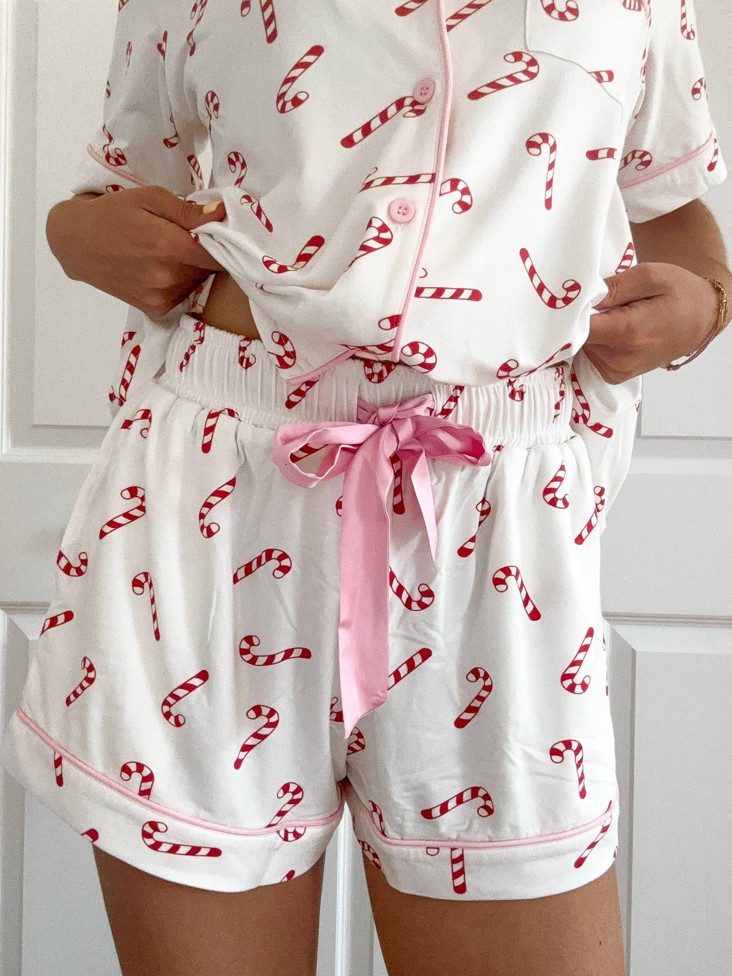 Candy Cane Holiday Christmas Pajama Shorts