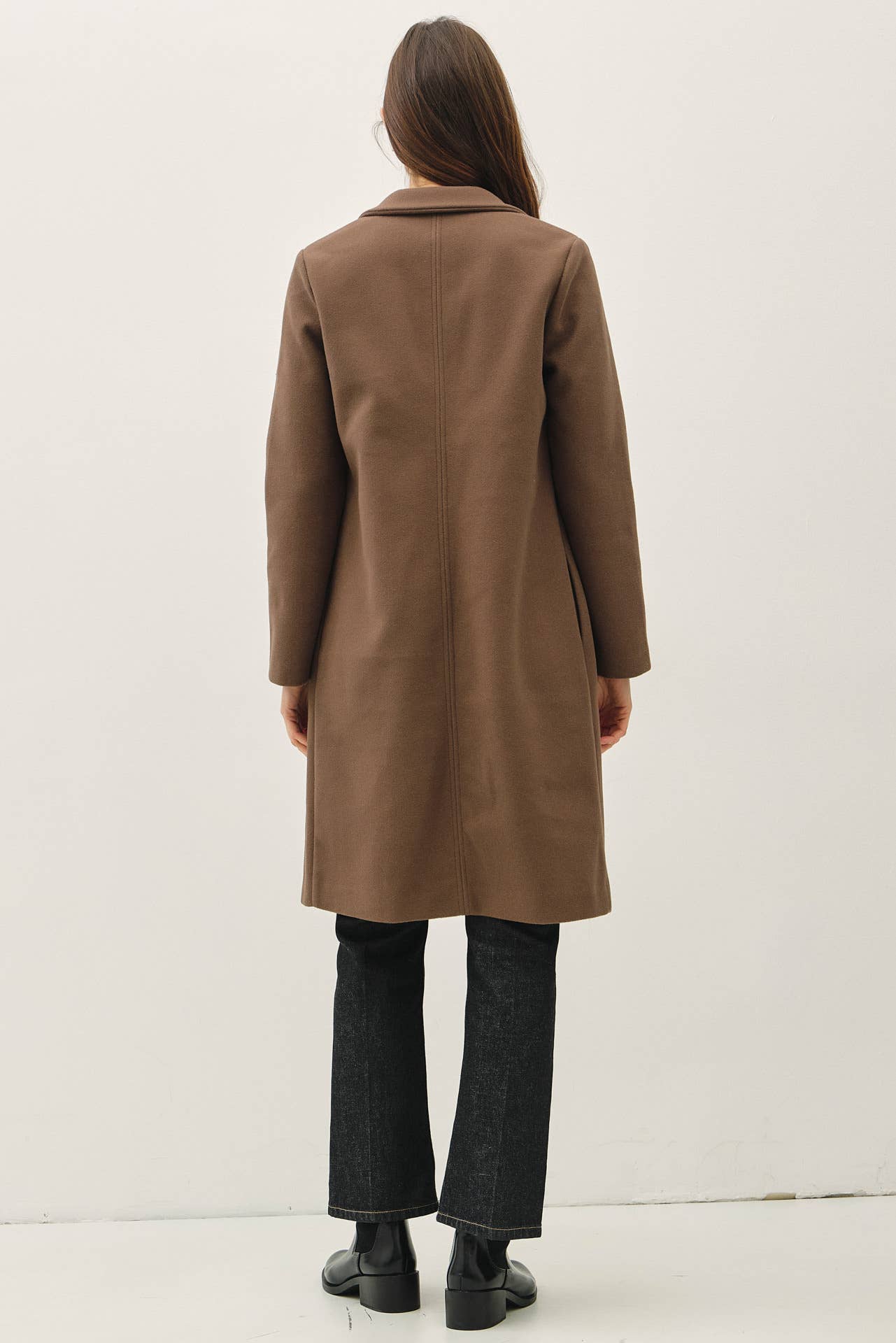 NOTCHED LAPEL SINGLE BUTTON COAT