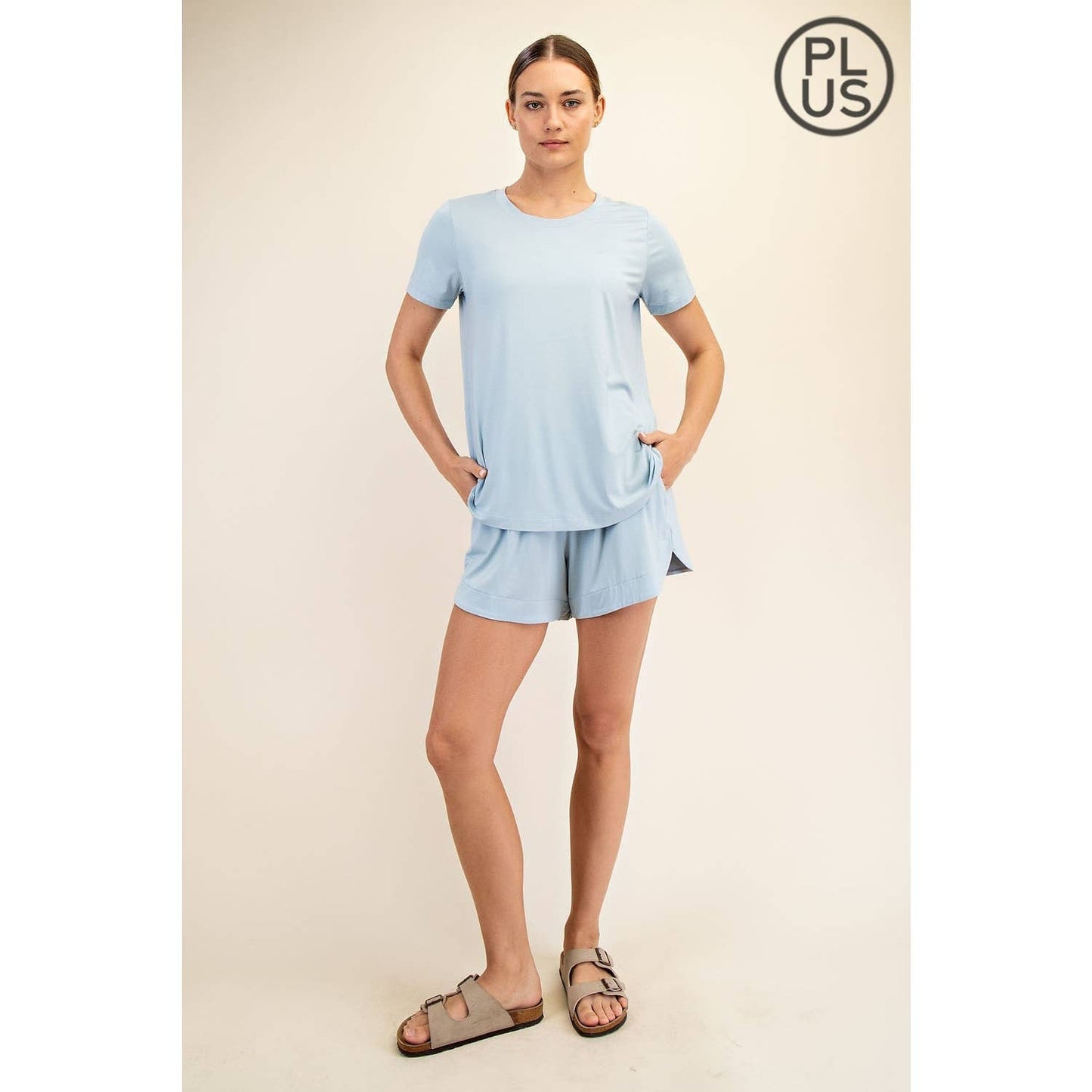 PLUS SIZE VISCOSE MODAL SHORT SLEEVE TOP