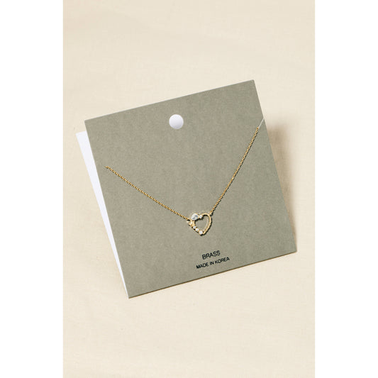 Rhinestone Cluster Heart Pendant Necklace