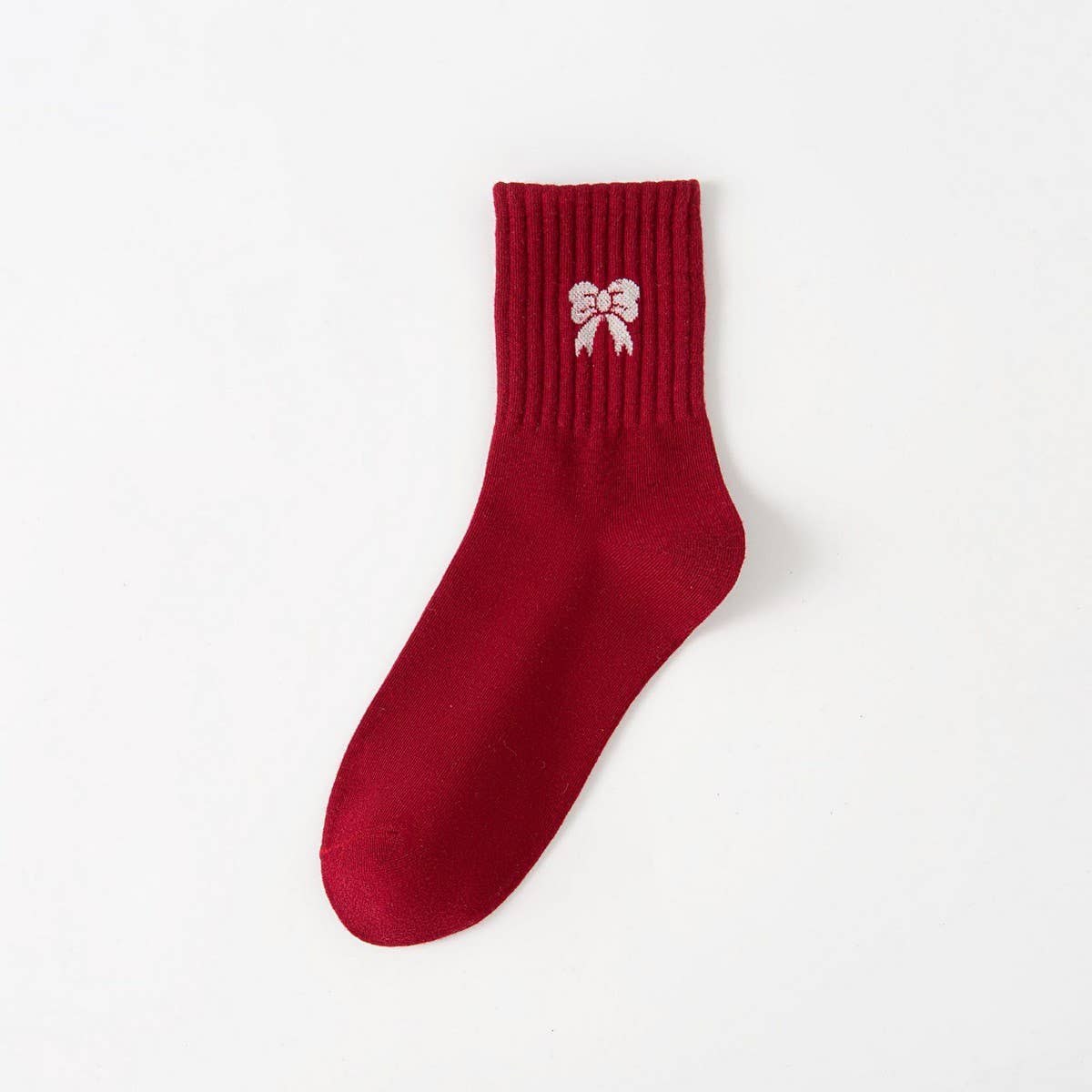 Red Bow Cotton Crew Socks