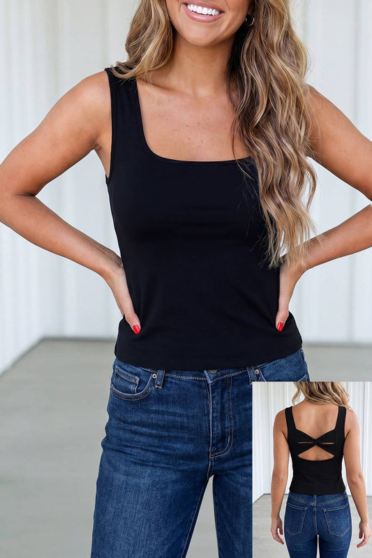 Solid Simple Back Cross Criss  Sheath Vest
