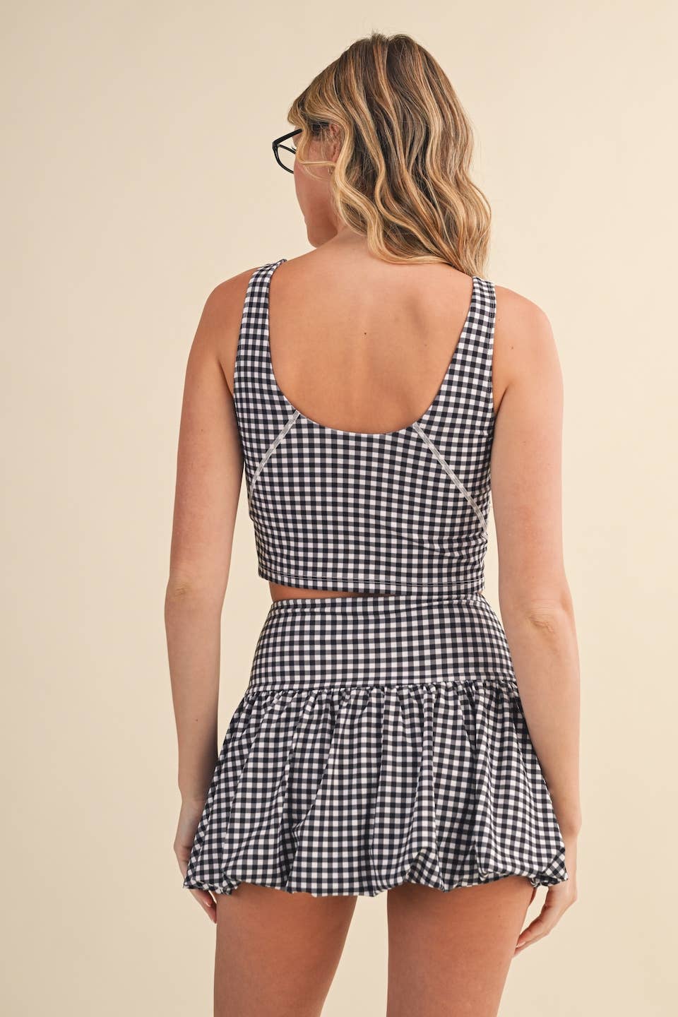Gingham Print Aligned Performance Cropped Tank Top