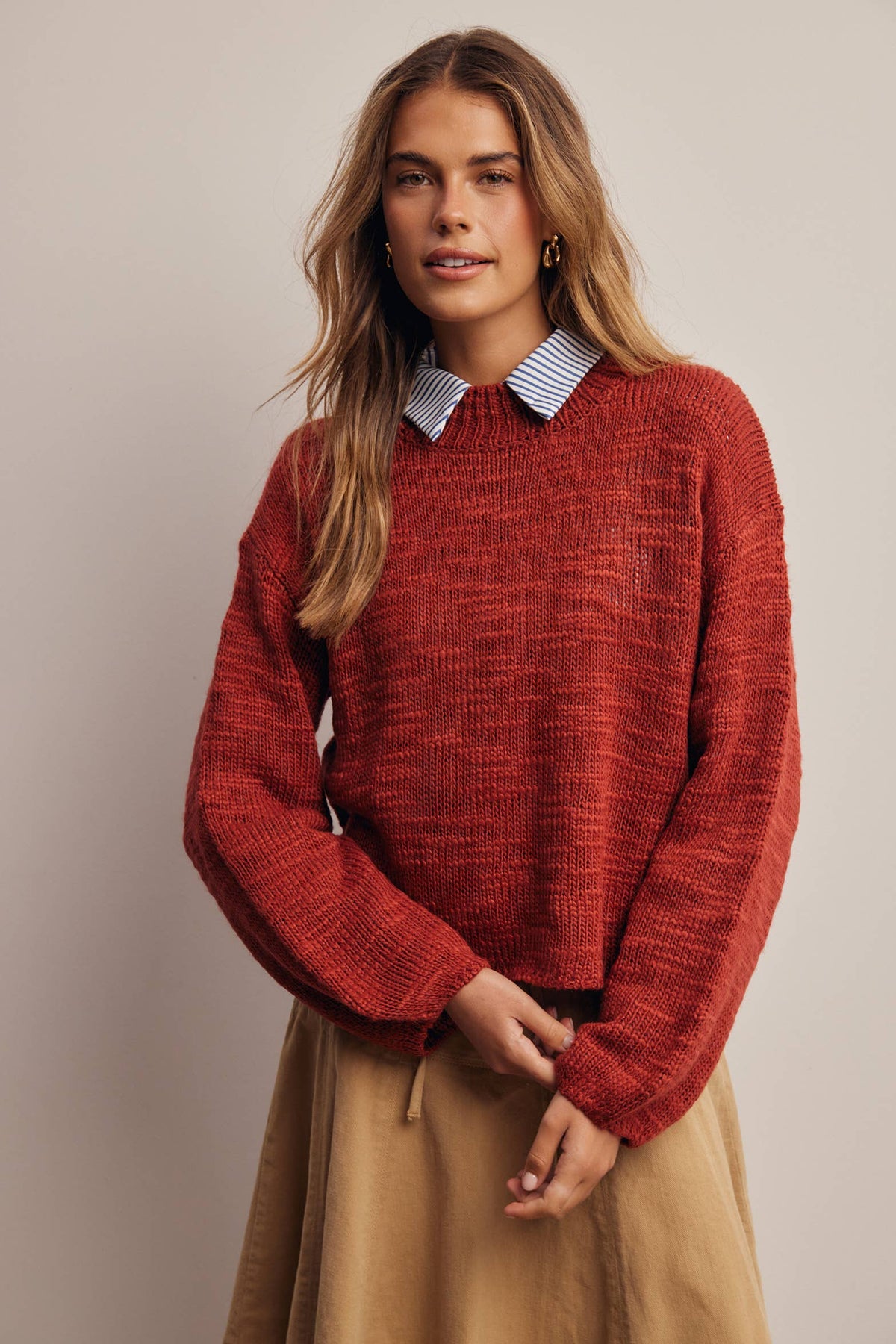 Mock Neck Marled Knit Sweater