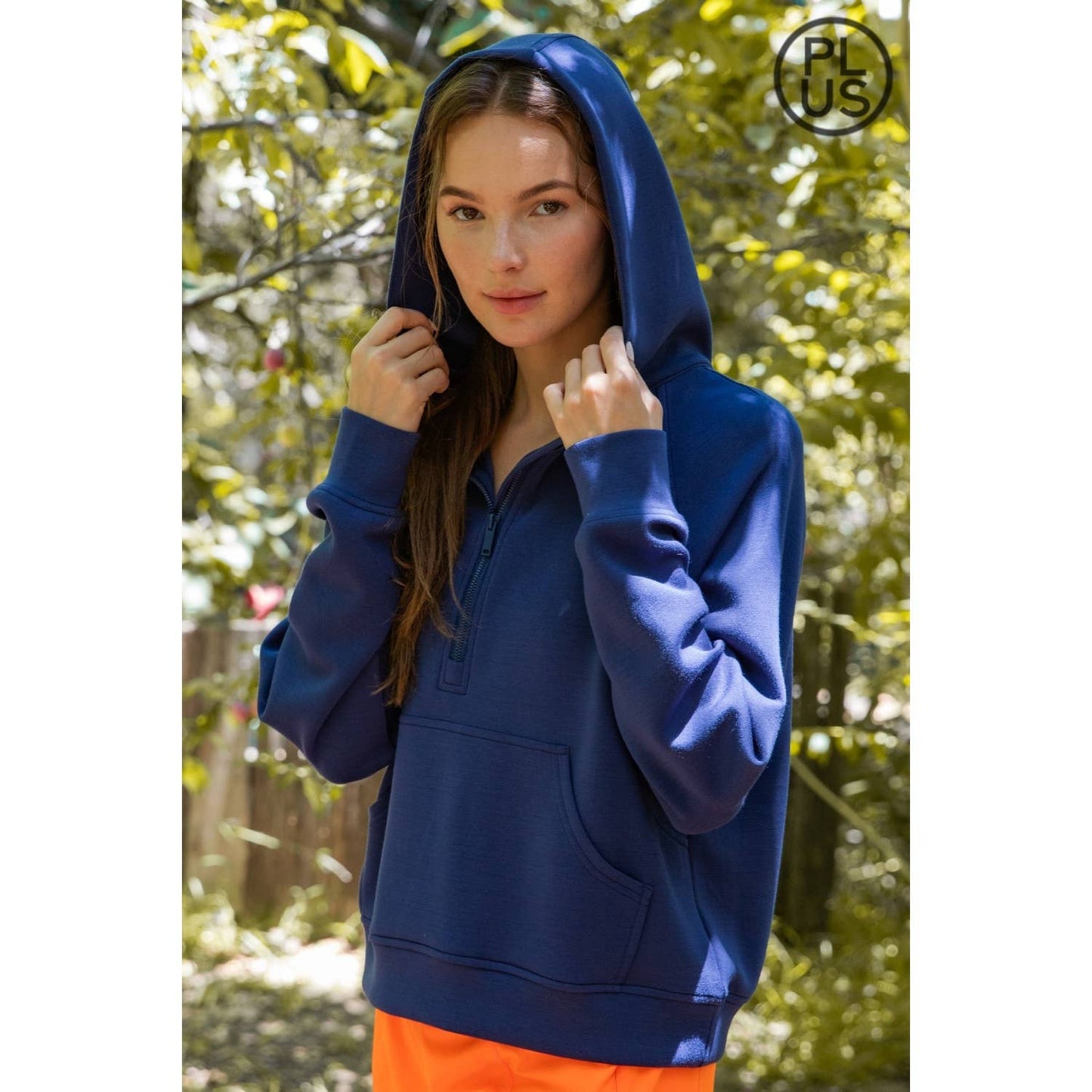 PLUS SIZE MODAL SCUBA QUARTER ZIP HODDIE JACKET