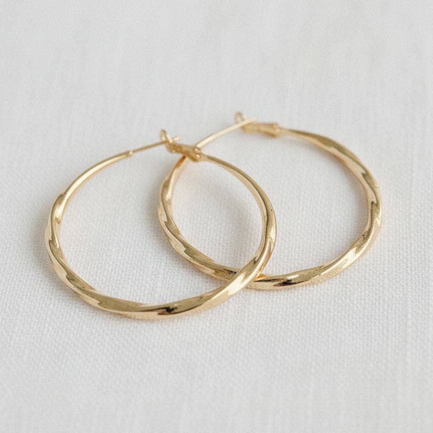Gold Plated Vintage Inspired Chunky Hoop Earrings