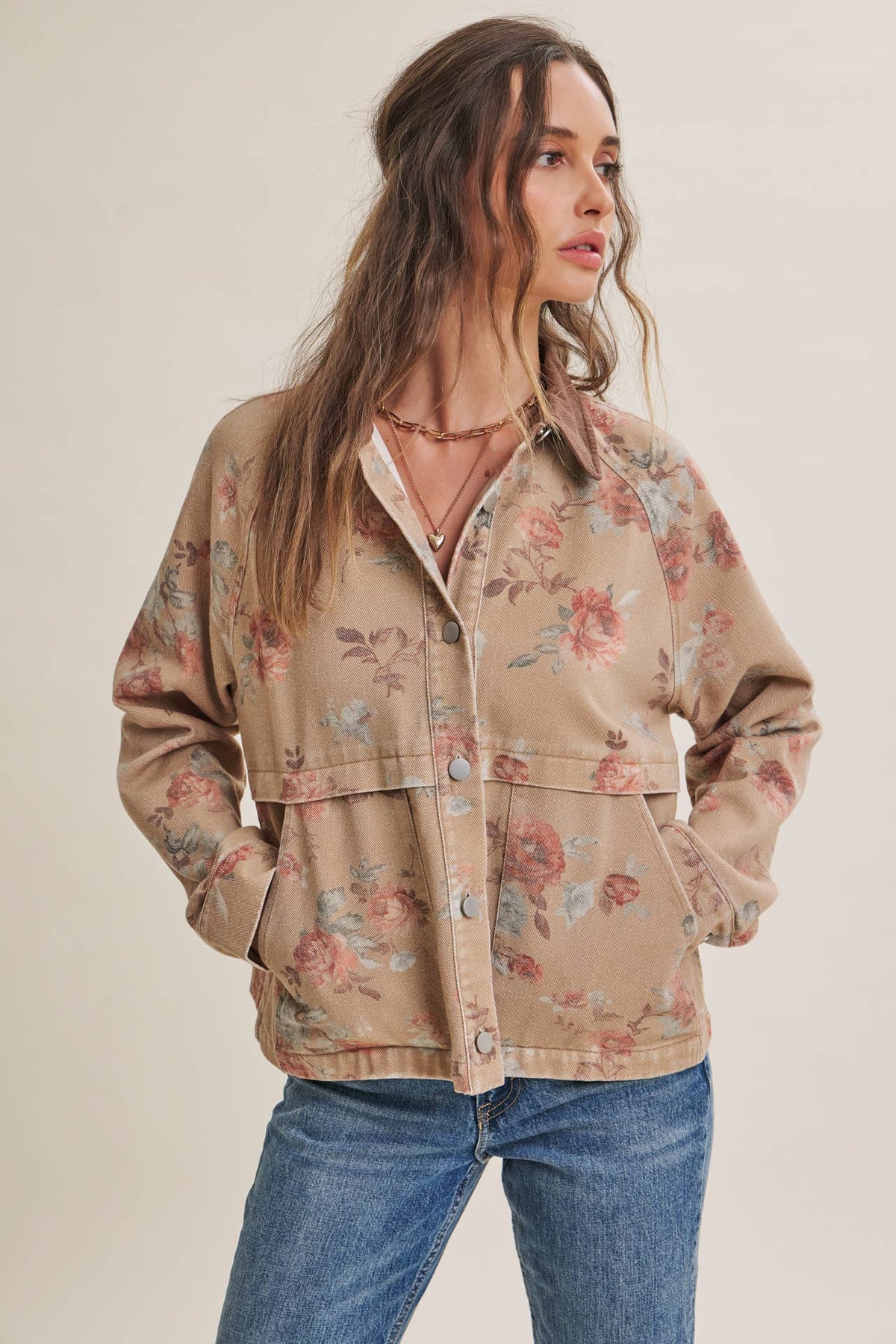 WILD ROSE VINTAGE GARMENT-WASHED TWILL JACKET