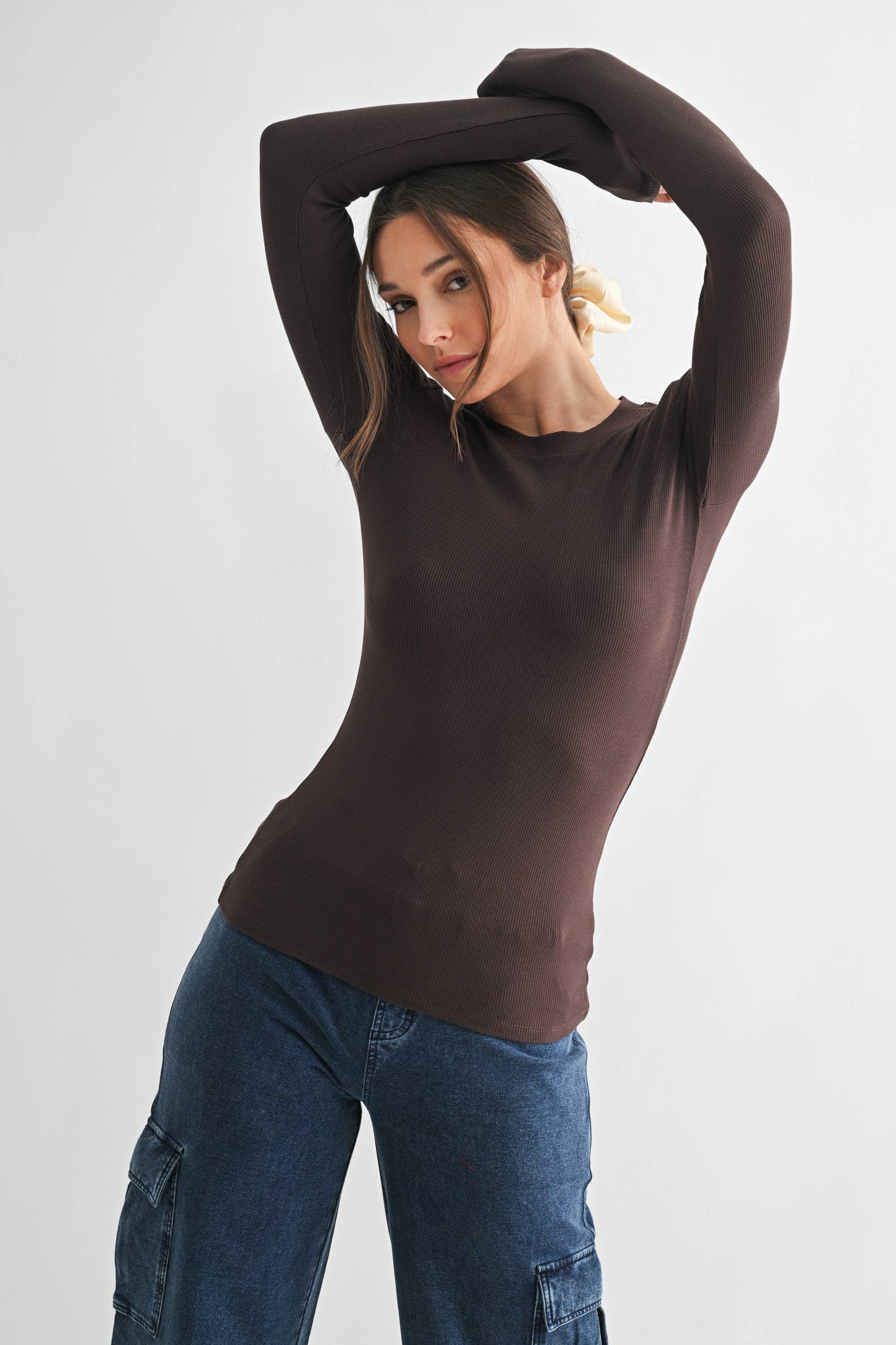 Essential Long-Sleeved Micro-Ribbed Athleisure Top