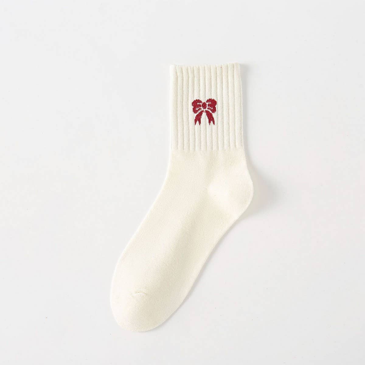 Red Bow Cotton Crew Socks