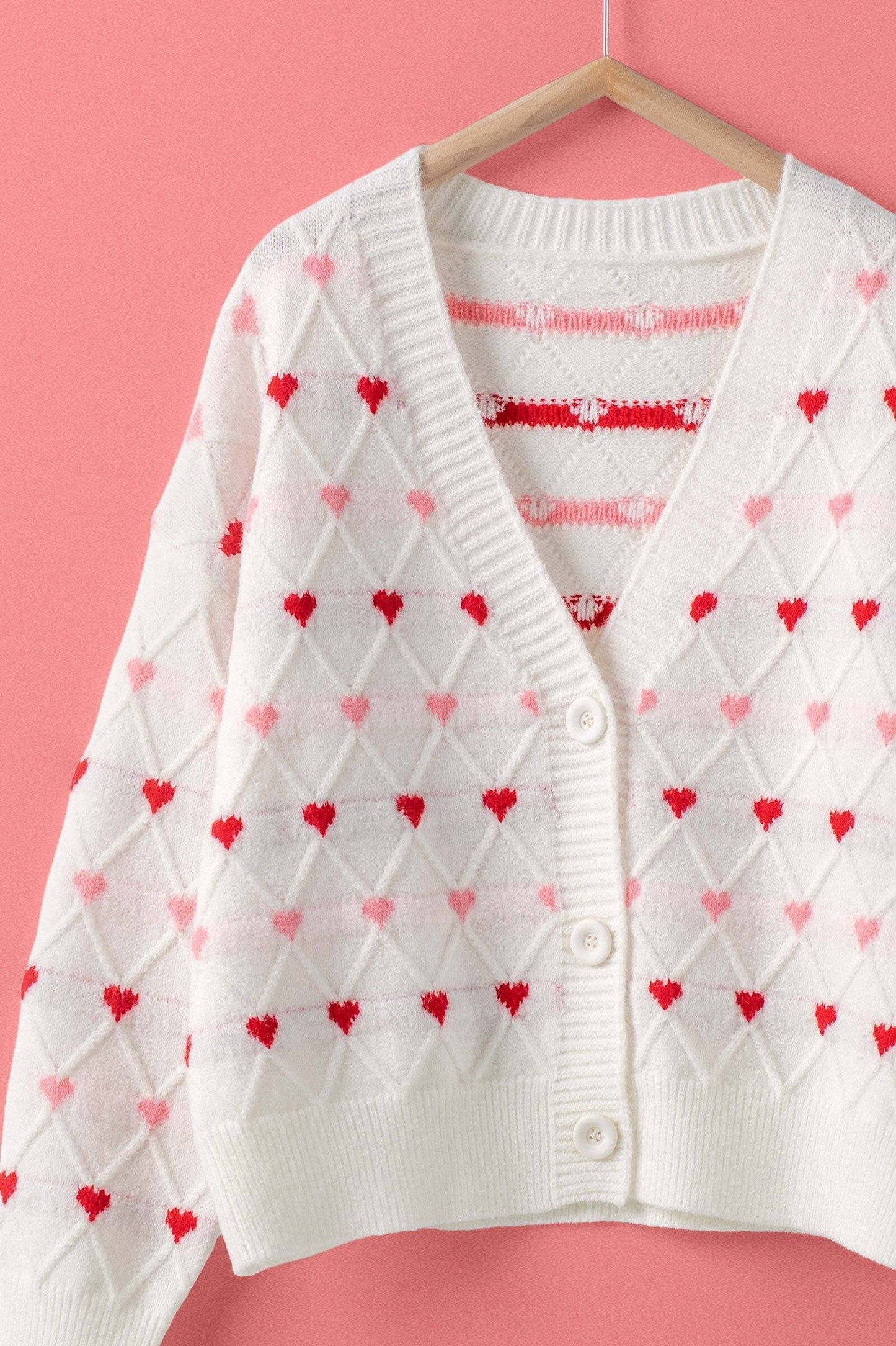Heart Argyle Knit Cardigan