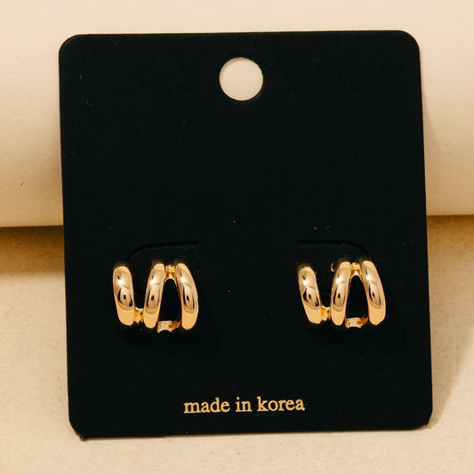 Wide Triple Tube Hoop Earrings