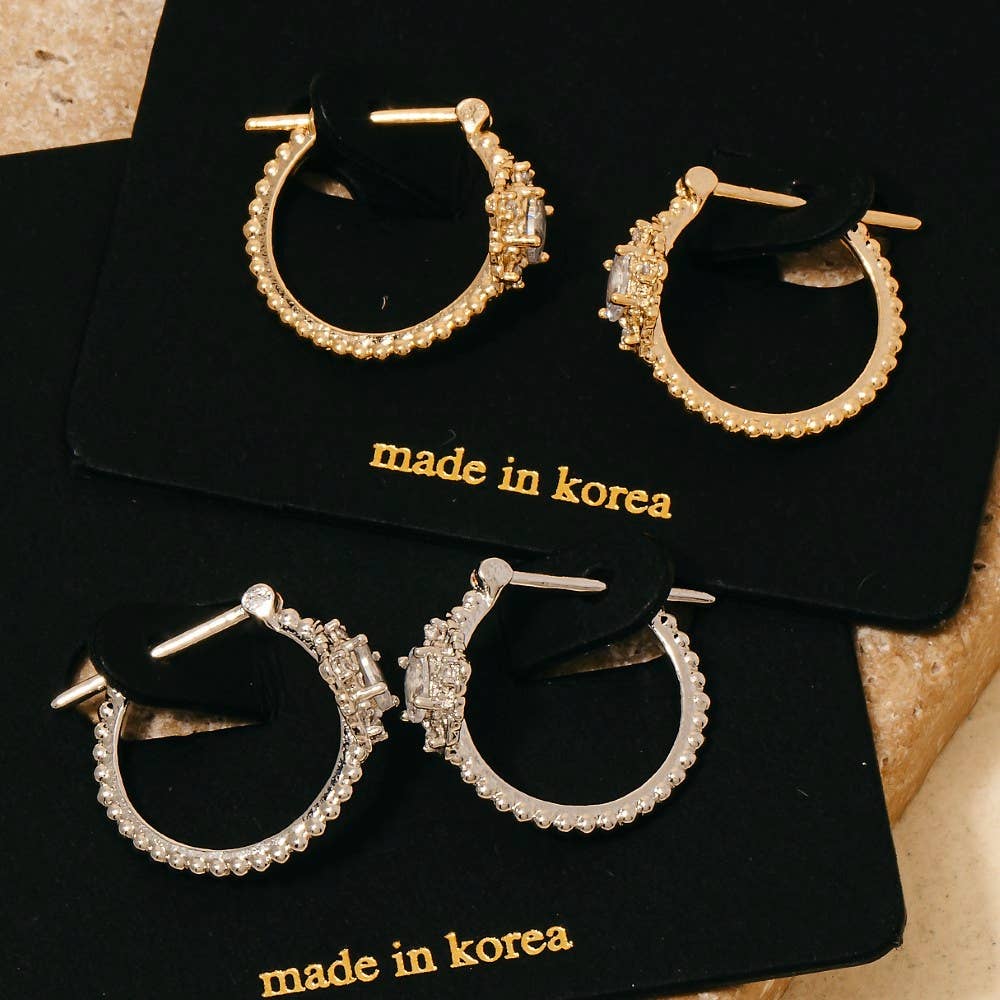 Intricate Cz Cluster Hoop Earrings