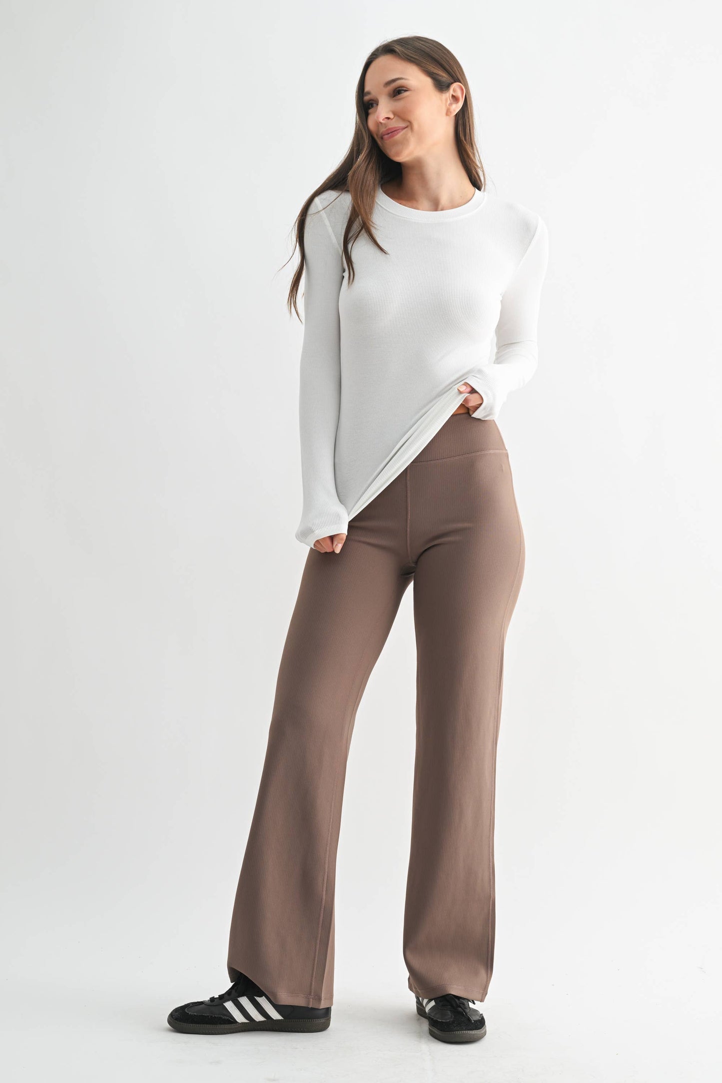 Essential Long-Sleeved Micro-Ribbed Athleisure Top