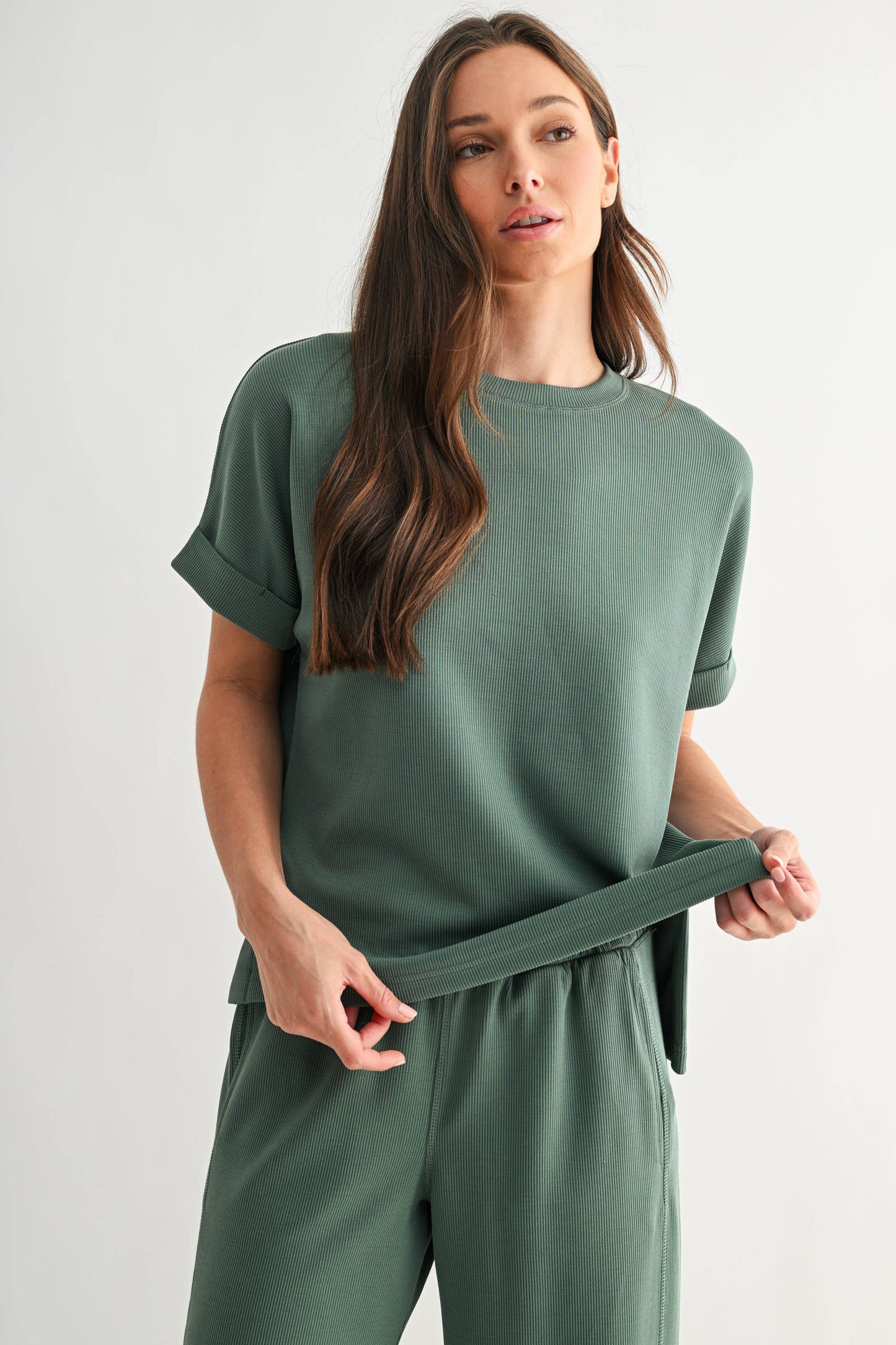 Luxe Sand Wash Rib Lounge Tee