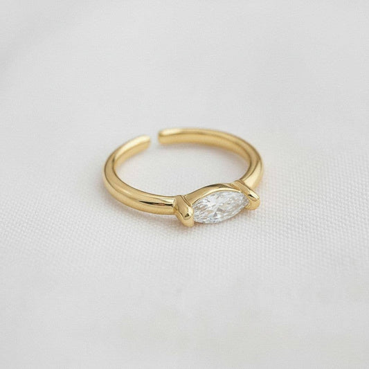 Retro Cubic Zirconia Open Adjustable Ring