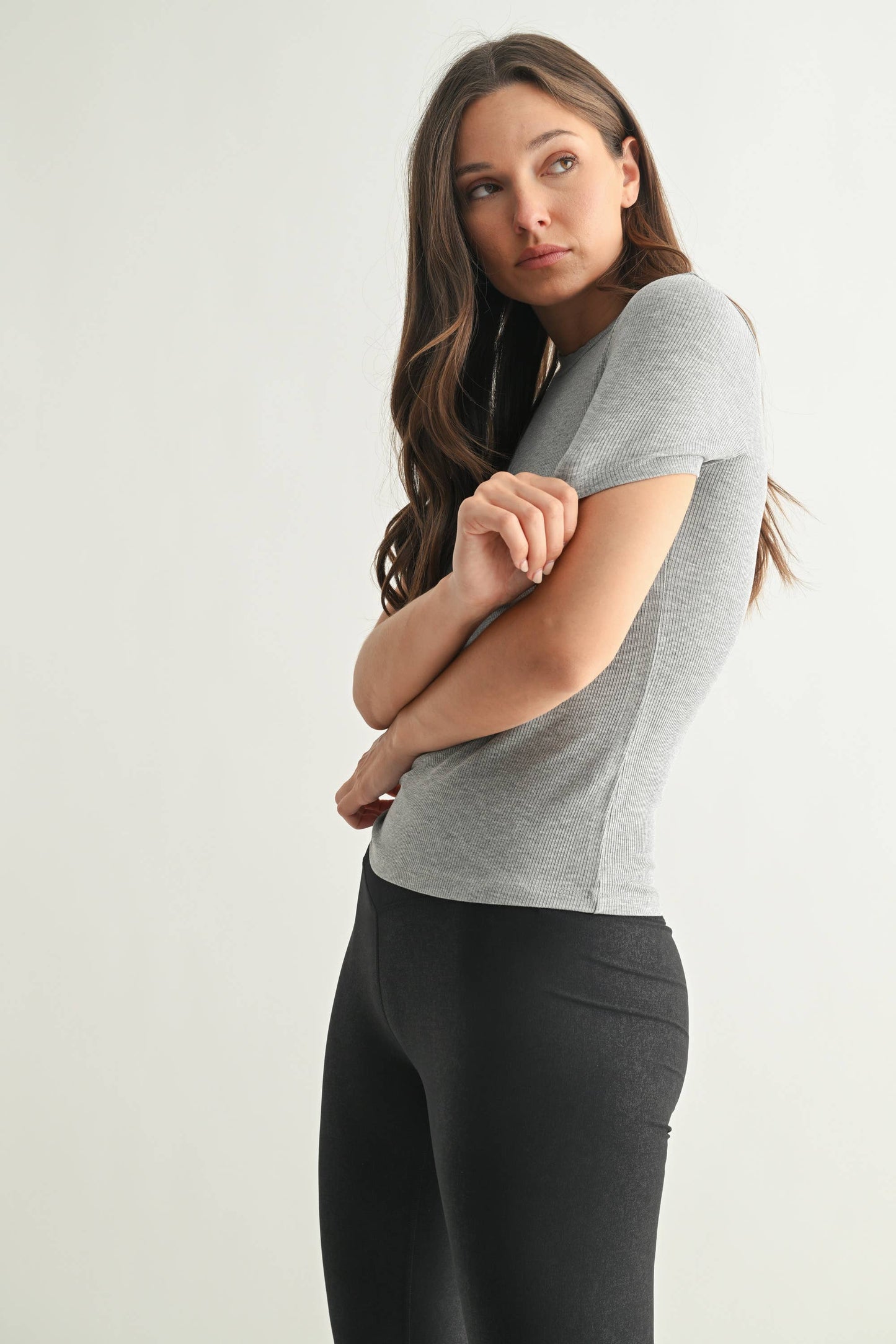 Essential Short-Sleeved Micro-Ribbed Athleisure Top