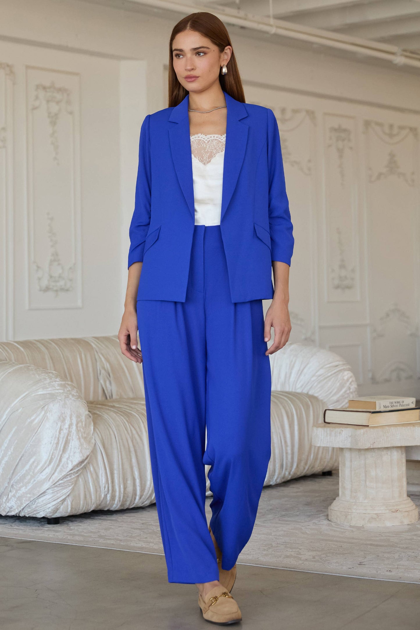 Eco Friendly Recycled Poly Shirred Sleeve Blazer