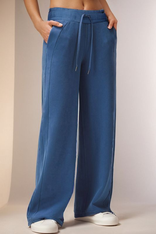 High Waist Drawstring Wide Leg Sweatpants