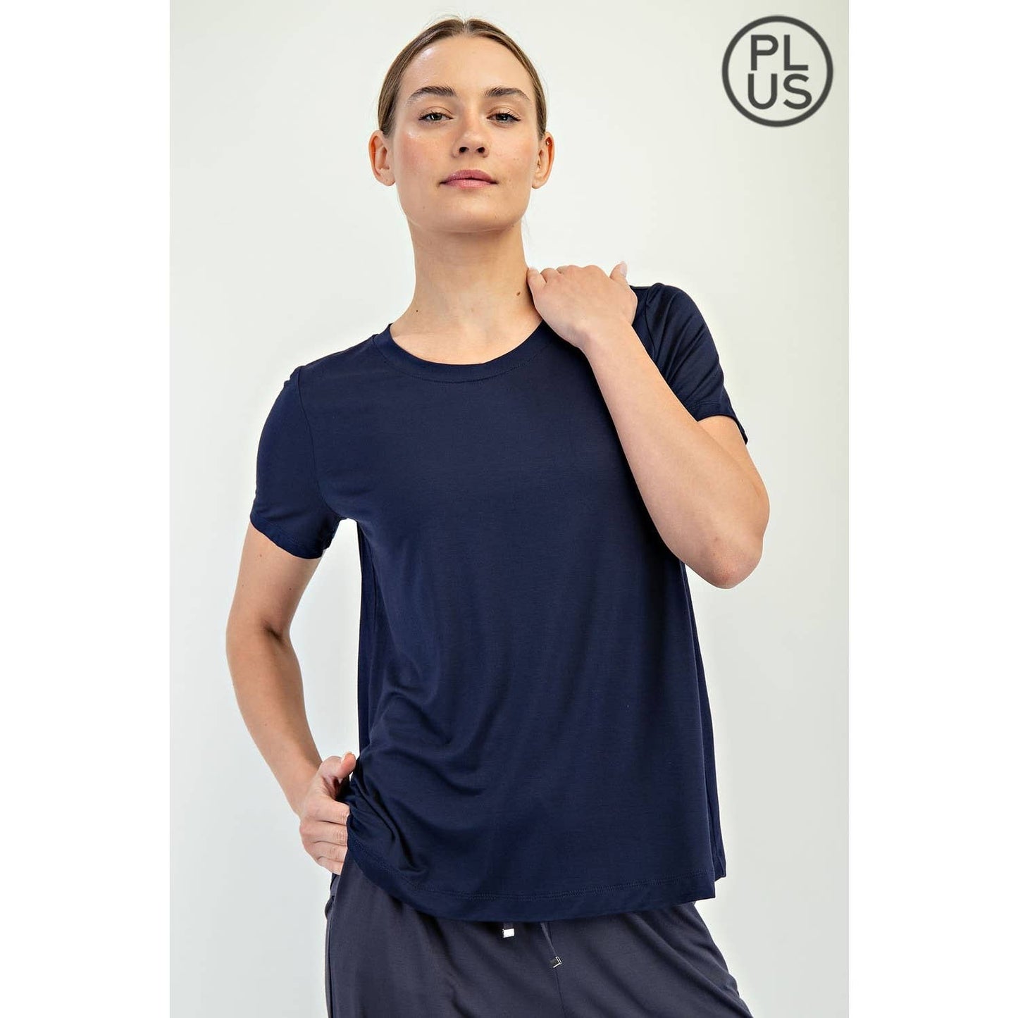 PLUS SIZE VISCOSE MODAL SHORT SLEEVE TOP