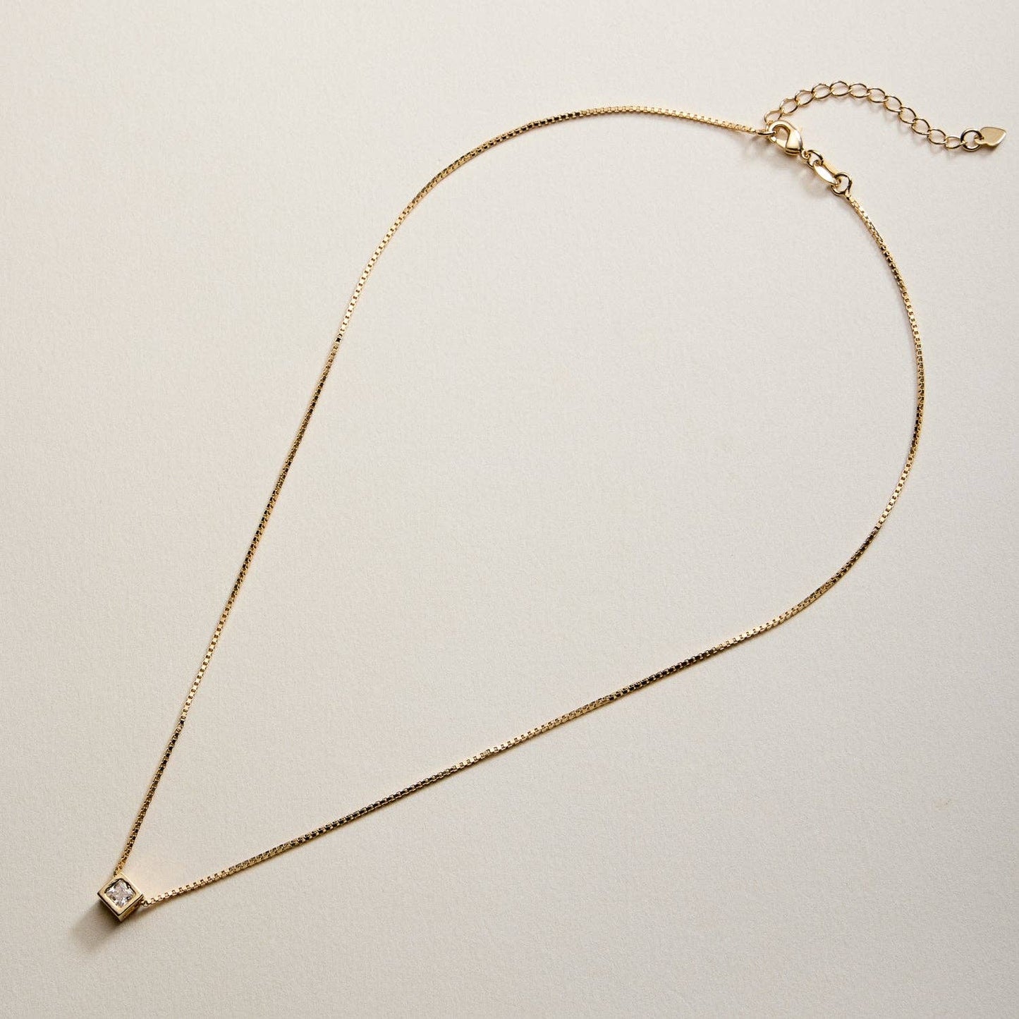 18K Gold Filled CZ in Cube | Pendant Necklace